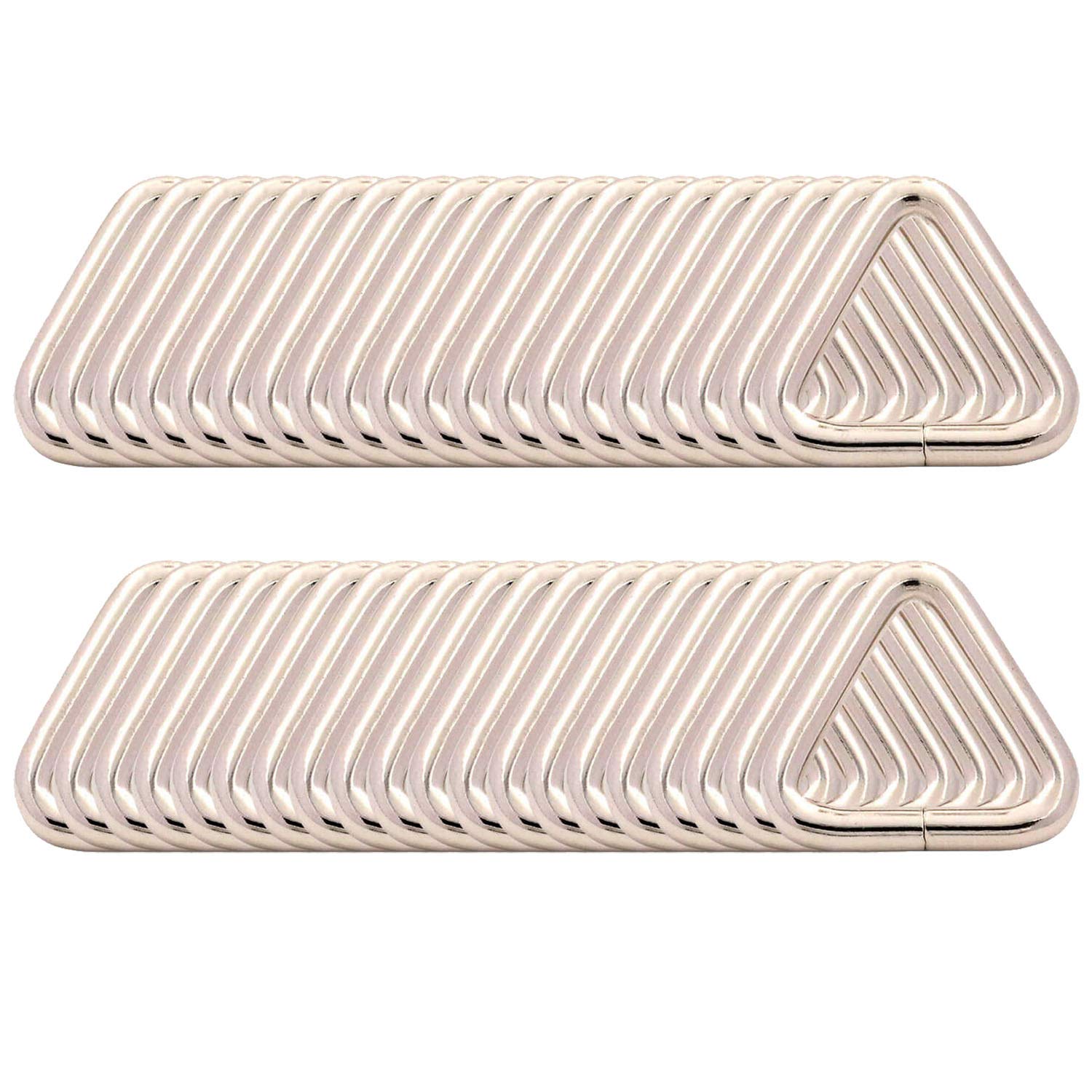 BIKICOCO 3/4'' Metal Triangle Ring Buckle Connectors Round Edge Webbing Bag Clasp Handbag Strap Making Hardware, Silver - Pack of 40