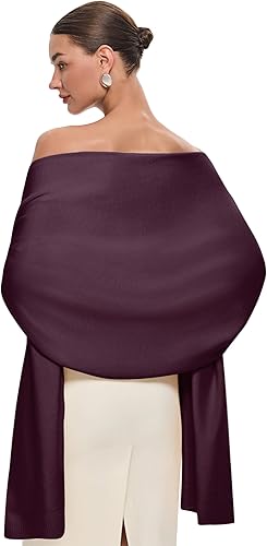 Miniatura 23 de PULI Bufanda y chal tipo pashmina para mujer, accesorio para vestido de noche, gran bufanda manta larga, chal para boda nupcial de invierno, Negro