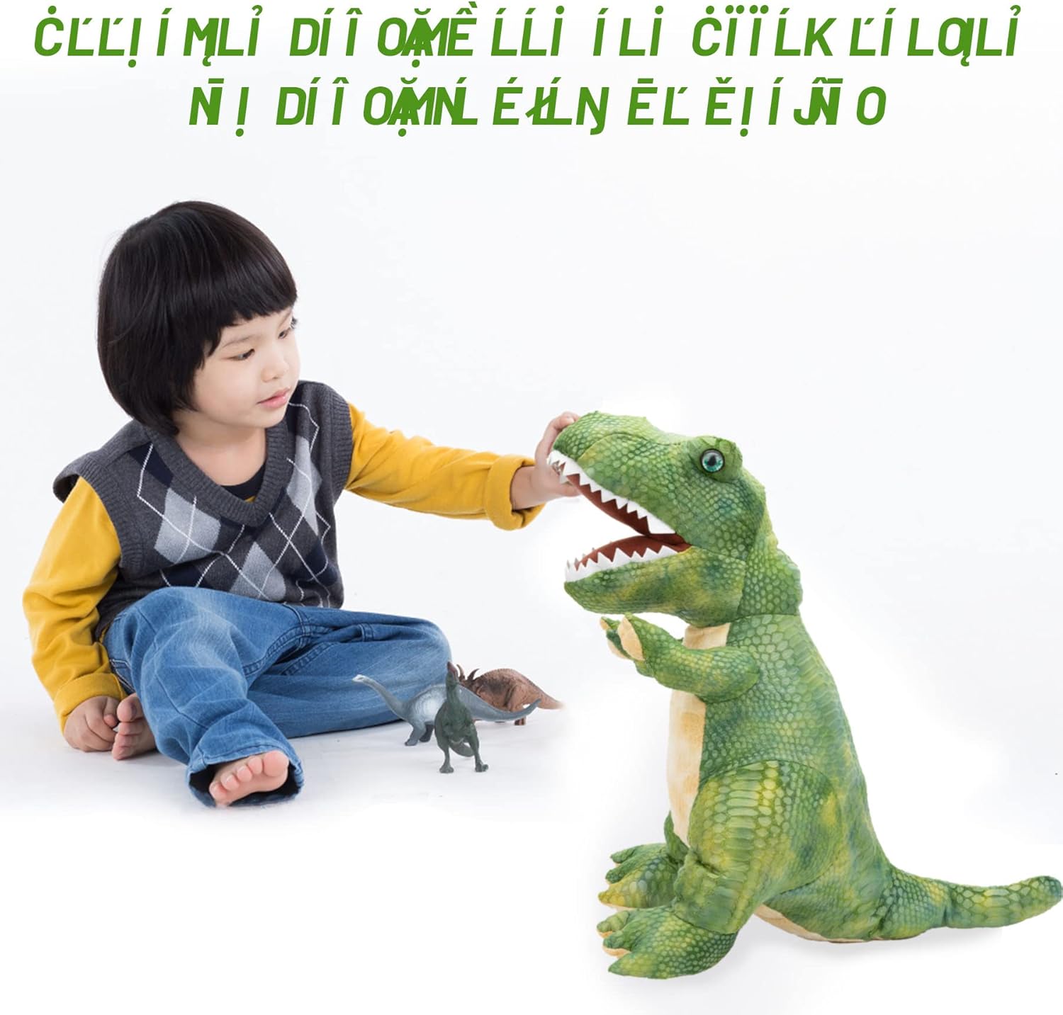 PUNP Giant Dinosaur Stuffed Animal, T Rex Plush Toy, 22'' Tyrannosaurus Stuffed Animal for Boys Kids Gifts,Green