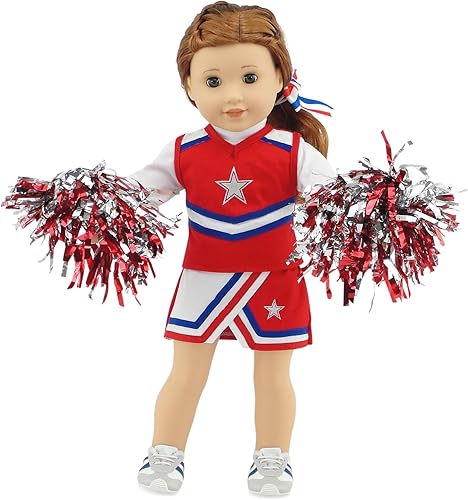 Emily Rose Ropa y accesorios para muñecas de 18 pulgadas 7 piezas de EE. UU. de 18 pulgadas para animadora de muñeca de animadora deportiva