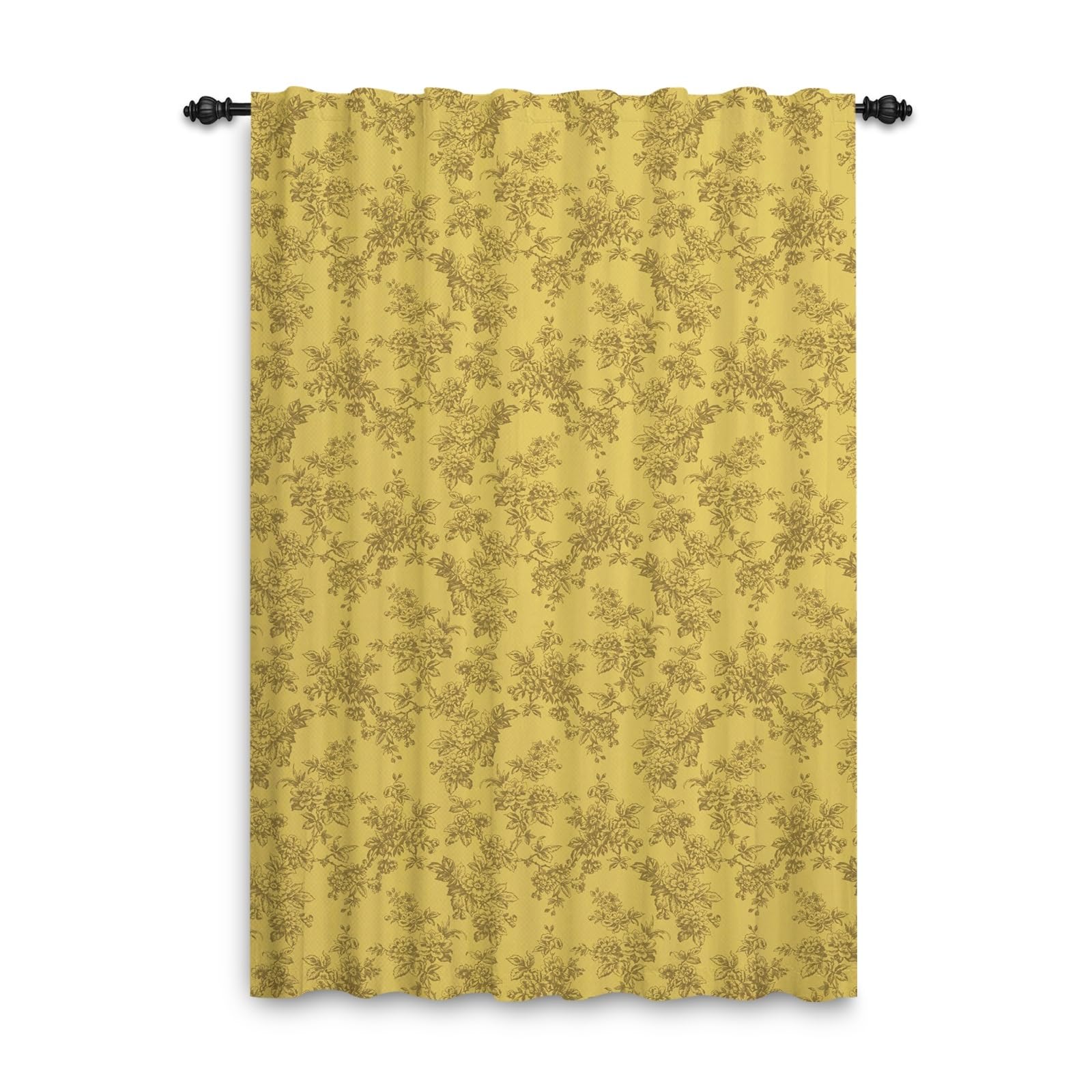 ggaimwf Vintage Floral Curtains for Bedroom Farmhouse Drapes Yellow Flower Country Cottage Style Patterned Curtains Rod Pocket Shabby Chic Window Treatment Living Room Pergola 117x229cm 1 Panel