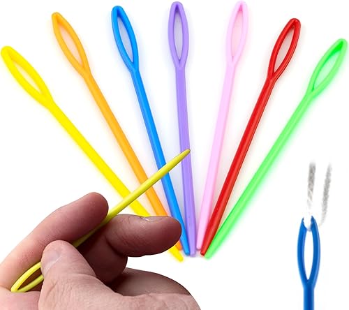 300 agujas de coser de plástico de 3.5 pulgadas, 3.5 in de longitud, agujas de coser romas de ojo grande, agujas de aprendizaje para manualidades,