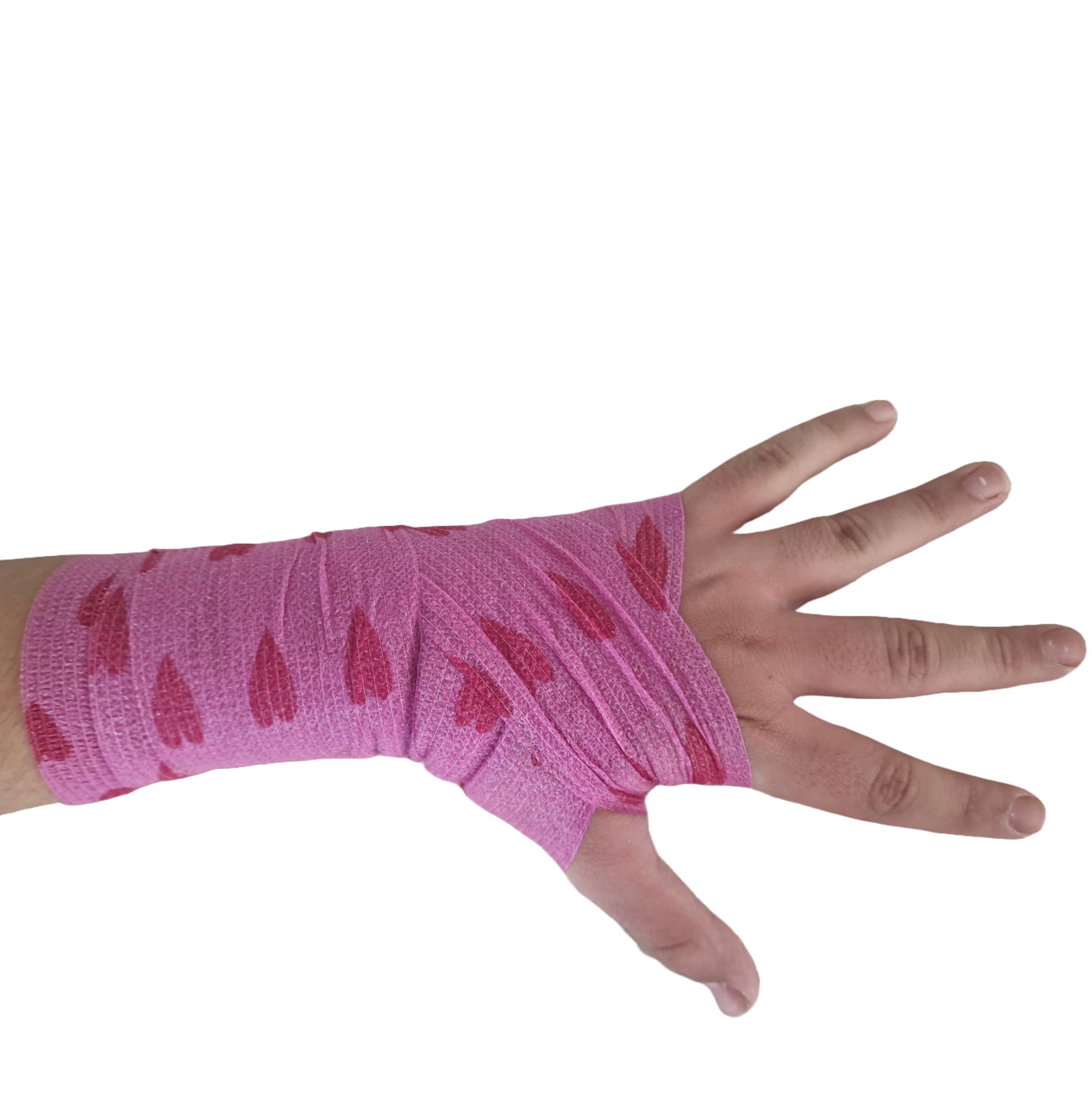 PintoMed - 3 x Różowy + 3 x Love - spójny bandaż rozciągnięty 6 rolek x 5 cm x 4,5 m samoprzylepne elastyczne bandaże, bandaże sportowe pierwszej pomocy - opakowanie 6 szt