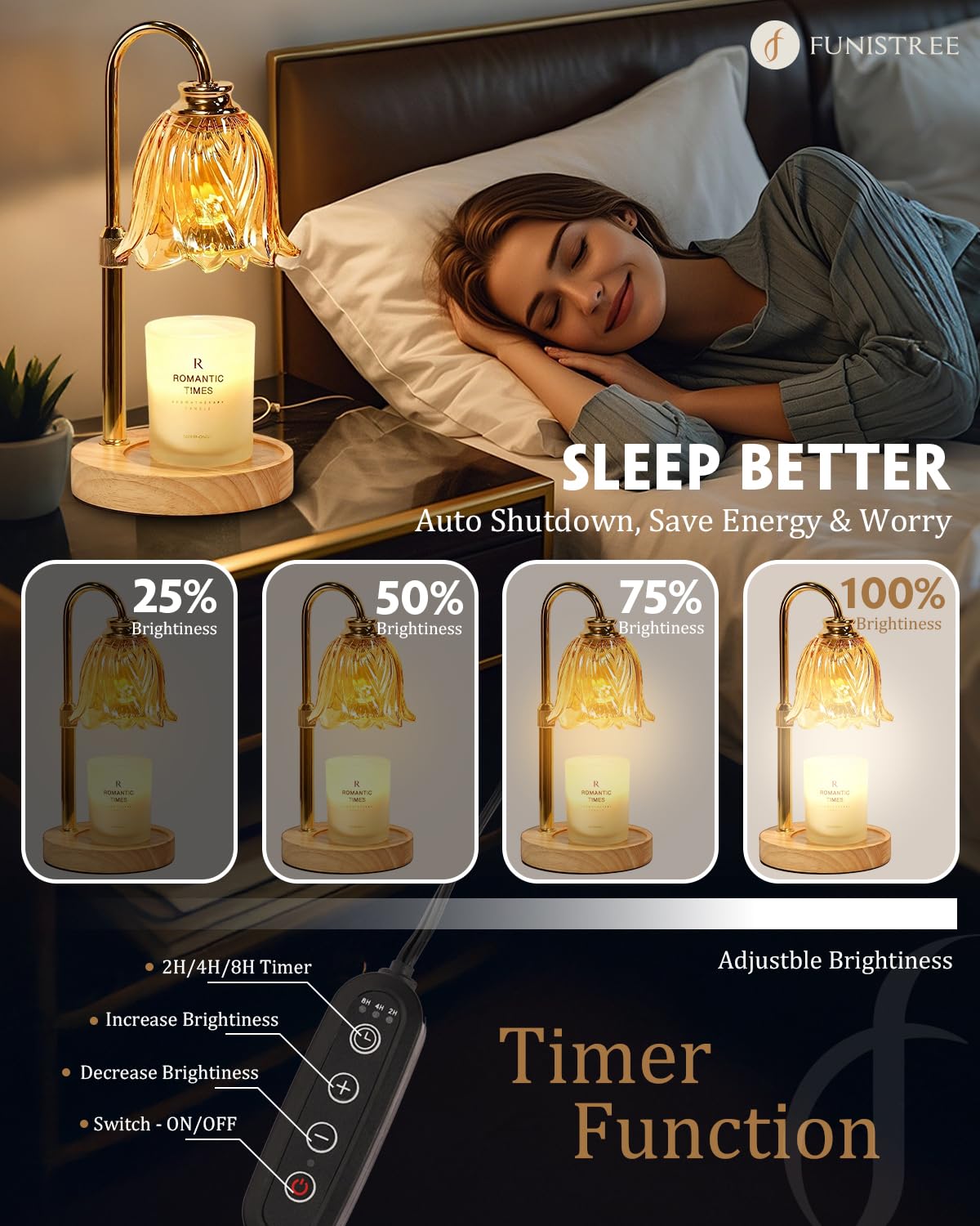 Candle Warmer Lamp with Dimmer, for Mum, Birthday Presents for Women, Candle Heater Lamp with 2 Bulbs for Scented Candle, New Home Gifts - 3