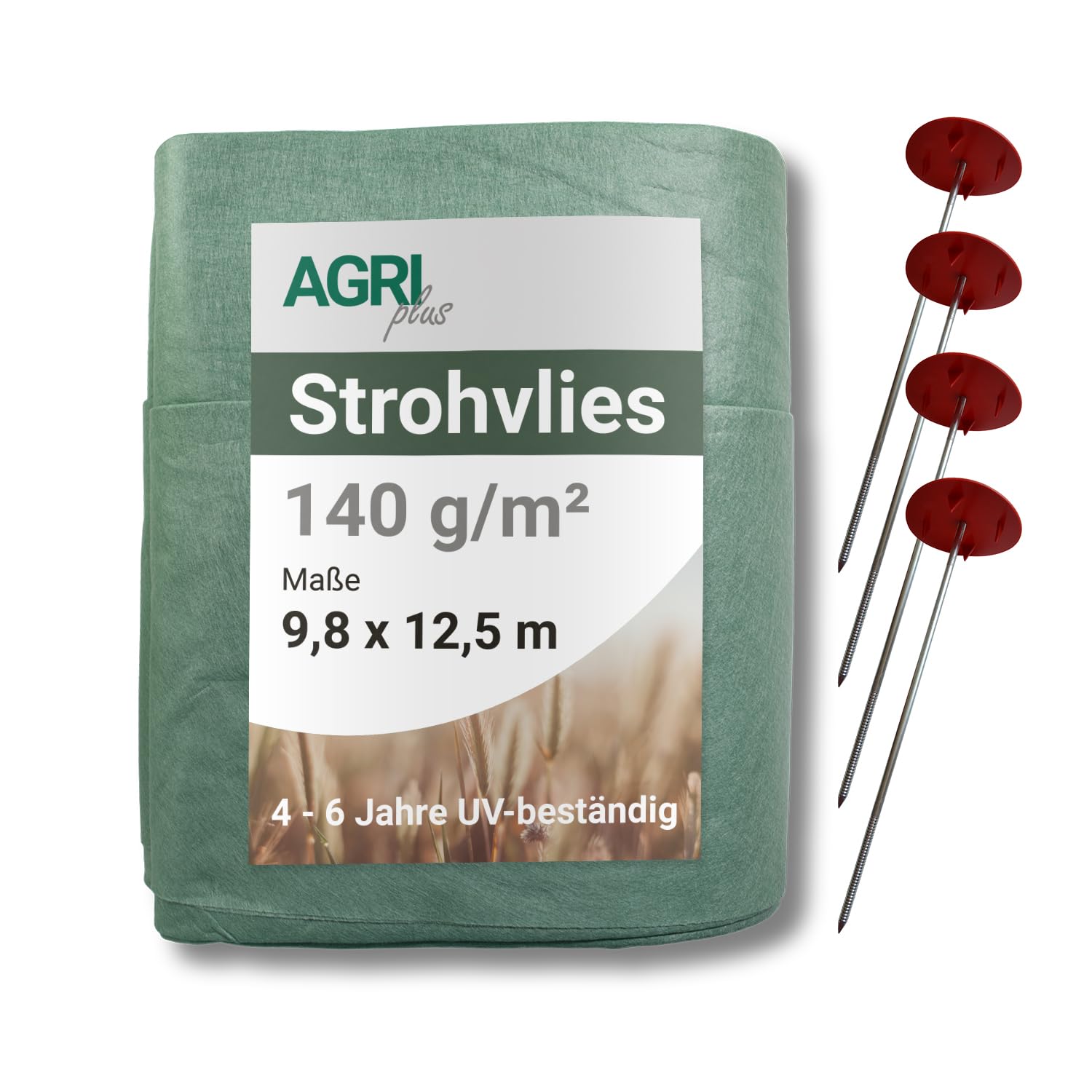 AGRI plus Juego de fieltro de paja de 9,80 x 12,50 m + 12 clavos de metal para fijación de heno