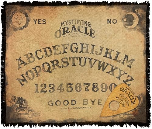 LOGOVISION Ouija - Manta de 50 x 60 pulgadas, tapiz vintage de mezcla de algodón con flecos