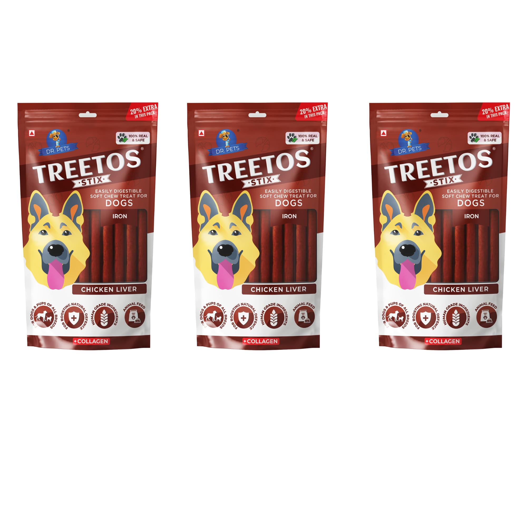 Dr.Pets Treetos Soft Chew Treats with Real Chicken Meat | Gluten Free Food for Adult Dogs & Puppies | Flavour - Chicken Liver, 85 Grams, Pack of 3 (B0D5S63CBR) Amazon Price History, Amazon Price Tracker