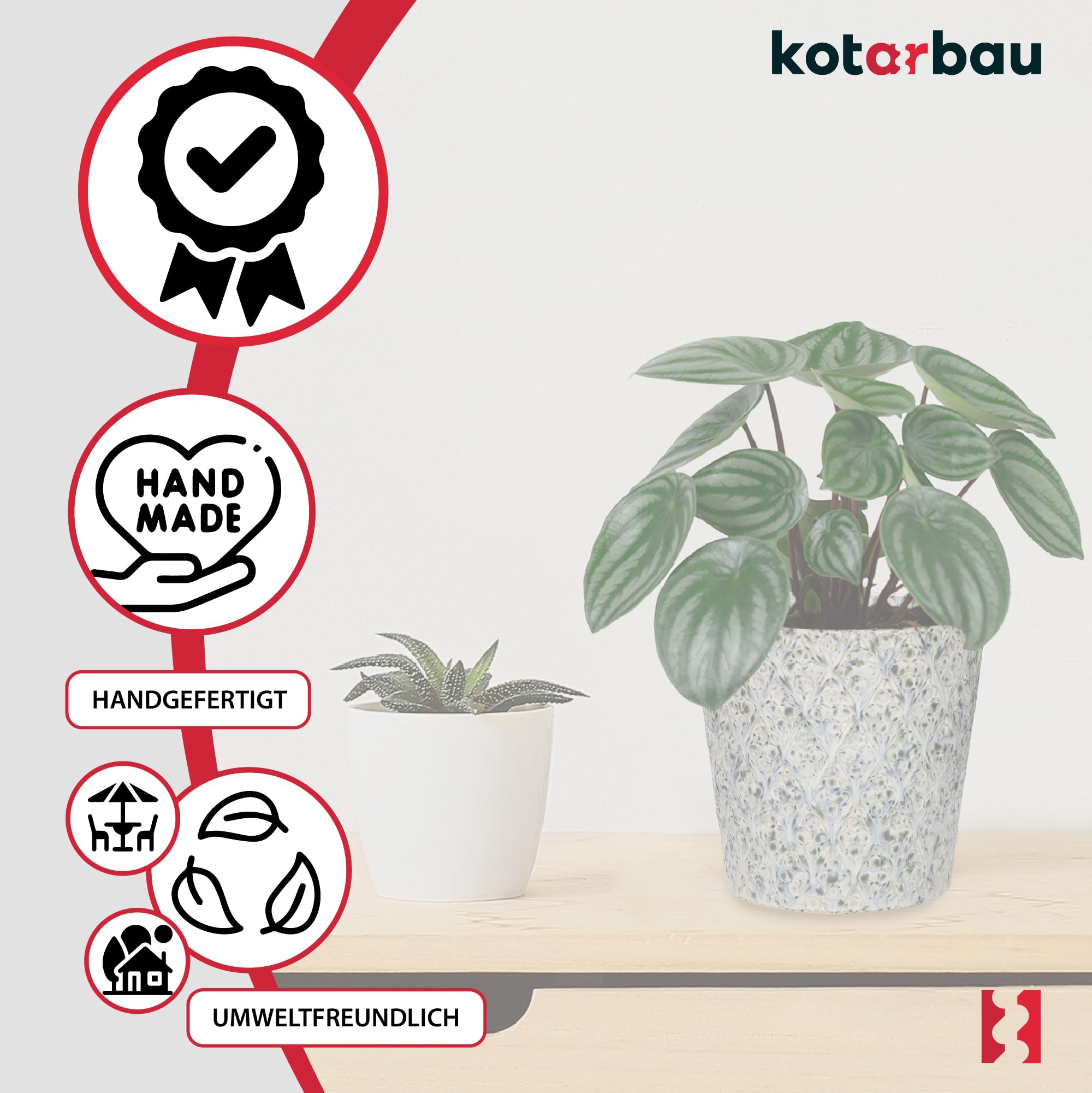 KOTARBAU® Pot De Fleurs Trapézoïdal Vintage Bleu De ⌀ 12 Cm | Pot en Céramique Bleue | Cache-Fleur en Céramique Émaillée | Pot De Fleurs en Céramique Émaillée Bleue | Pot De Fleurs Bleu | Pot Vintage
