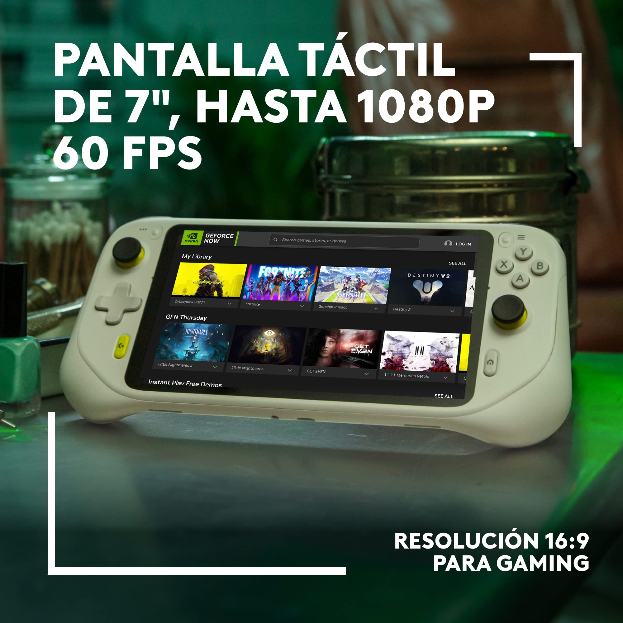 Logitech G Cloud Gaming Handheld, consola portátil con batería de larga duración, pantalla táctil 1080P de 7 in, Xbox Cloud Gaming, NVIDIA GeForce, Google Play - Blanco