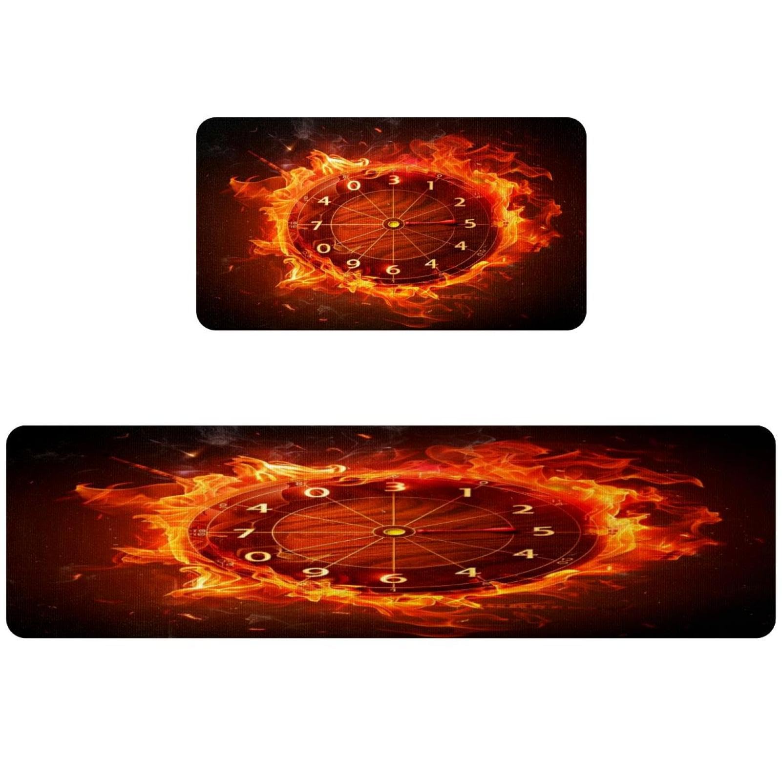 Lot de 2 tapis de cuisine cible de fléchettes flamme lavables