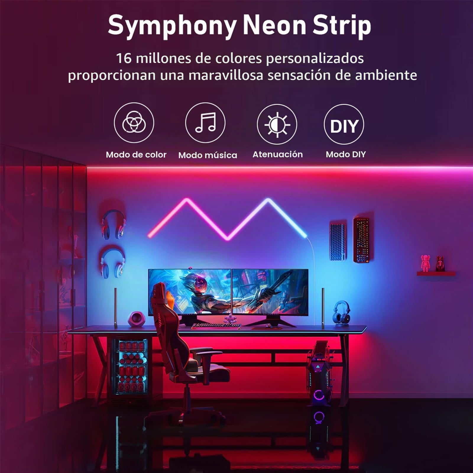Tira Led Neón 15M, RGB Luces led Neon con Control de APP y Remoto | LED Neón Flexible Strip con 1080 Leds, Sincronización de Música, Tira LED Neon para Fiesta de Cumpleaños, Navidad