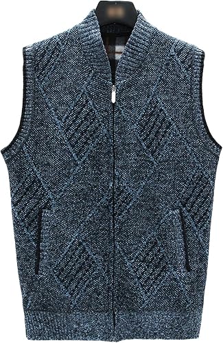 Men Sleeveless Full Zip Sweater Vest Lightweight Knitted Thermal Cardigan Causal