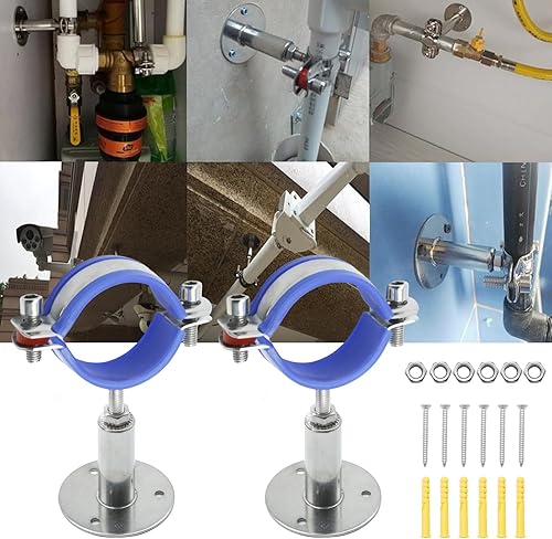 Miniatura 7 de Paquete de 2 abrazaderas de soporte de tubo de montaje en pared de 2-14 pulgadas, colgador de anillo dividido de acero inoxidable ajustable, soporte