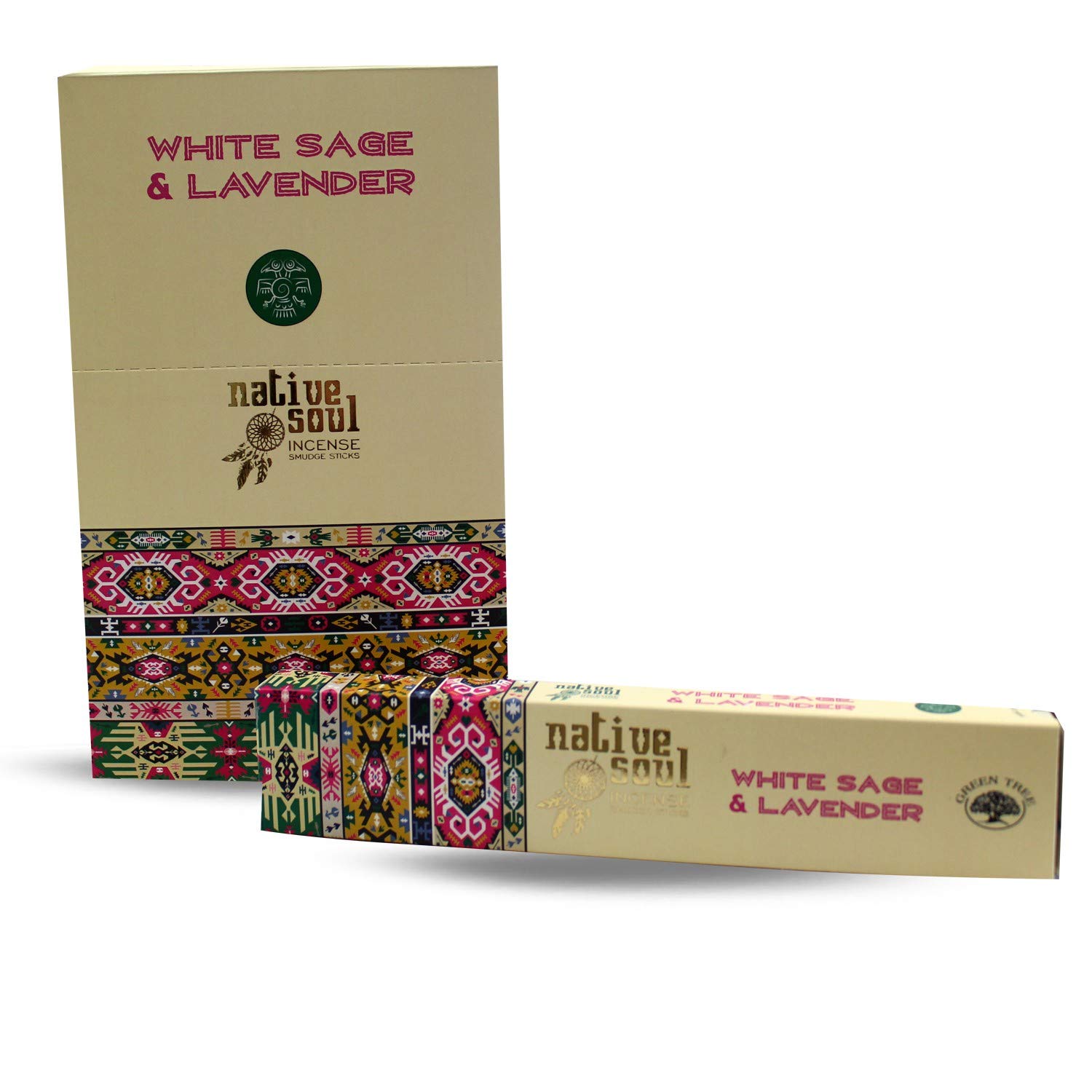 Native Soul White/Lavender Incense Smudge Sticks | Sage & 1 Box = 15G (3)