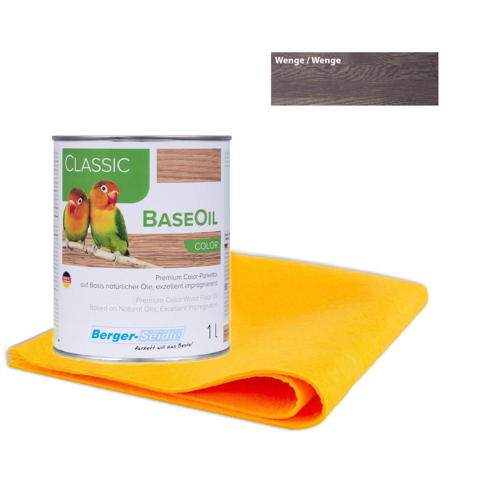 Berger Seidle Classic Base Oil | Aceite de parquet prémium con impregnación profunda | materias primas 100% naturales | 1 litro + 1 paño de cuidado supersuave (1 litro, wengue)