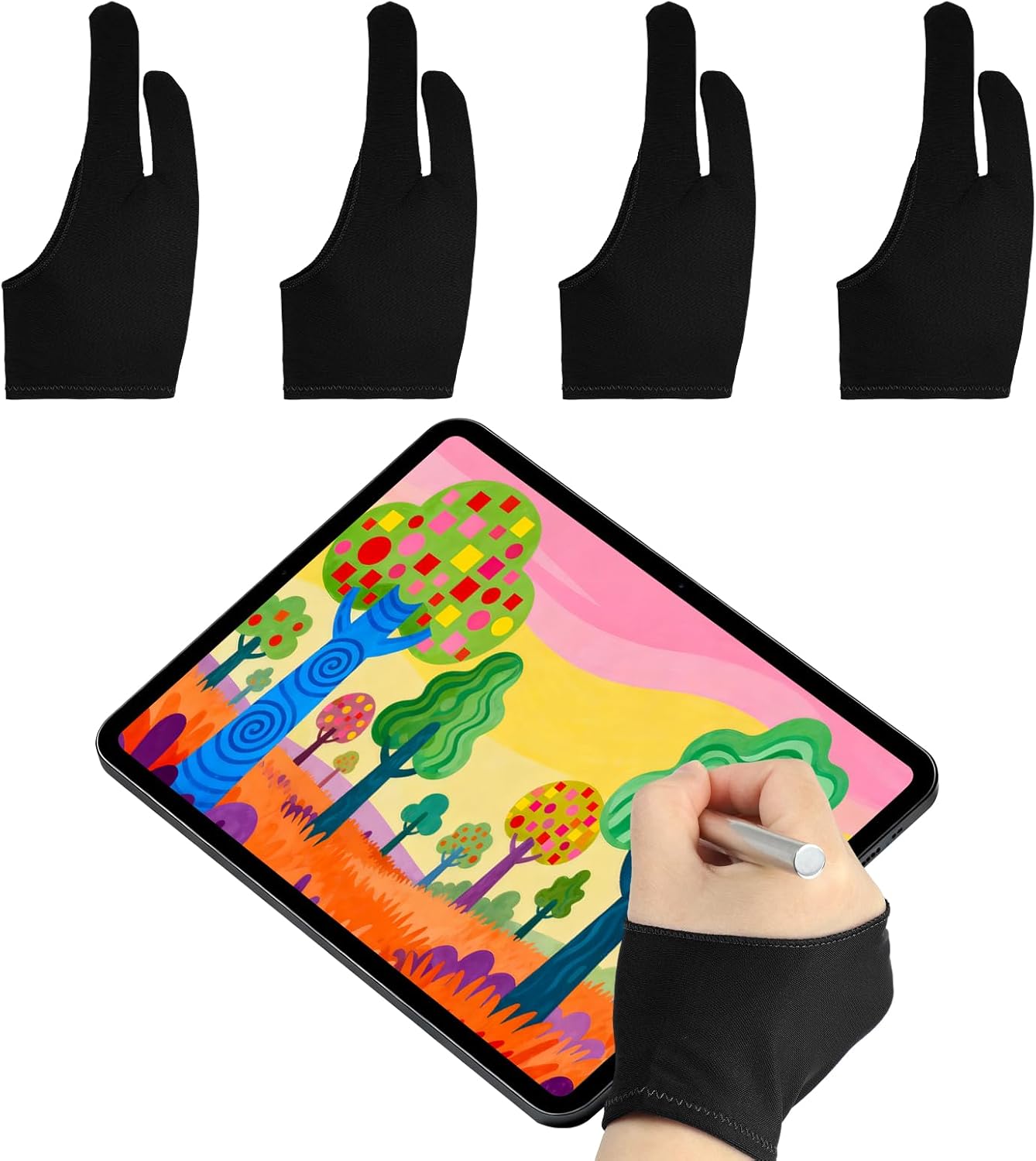 Artist Drawing Glove Smooth Elasticity Breathable, Graphics Painting Glove with Two Finger for Right/Left Hand