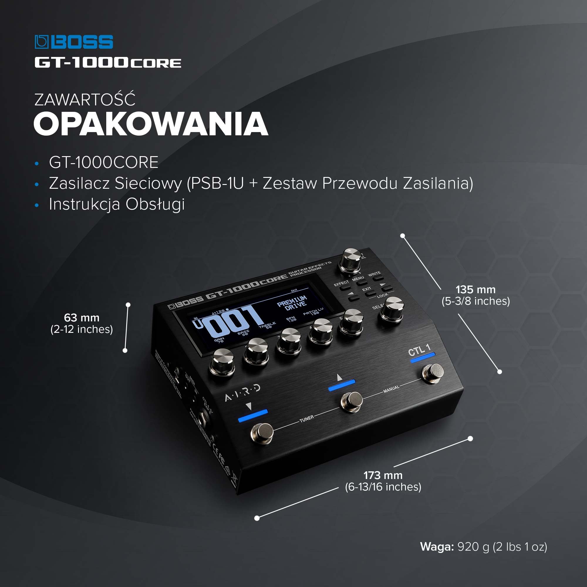 BOSS GT-1000CORE | Kompaktowy Procesor Efektów Gitarowych | Najlepsza Swojej Klasie Jakość Dźwięku | Ultra-Wszechstronne Wzmacniacze Gitarowe Wykonane w Technologii AIRD