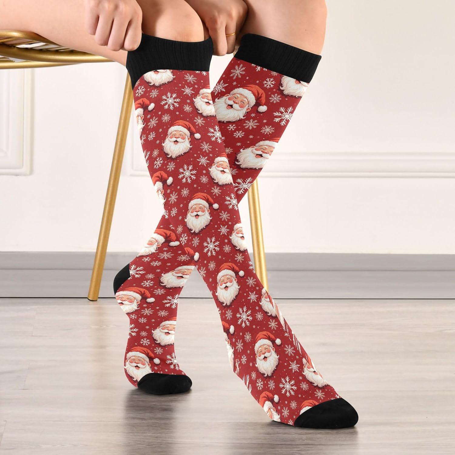 Pigsaly Womens Compression Socks Black White Puppy Schnauzer Dogs Knee High Socks Athletic Tube Sock Outdoor Sport Socks - Image 3