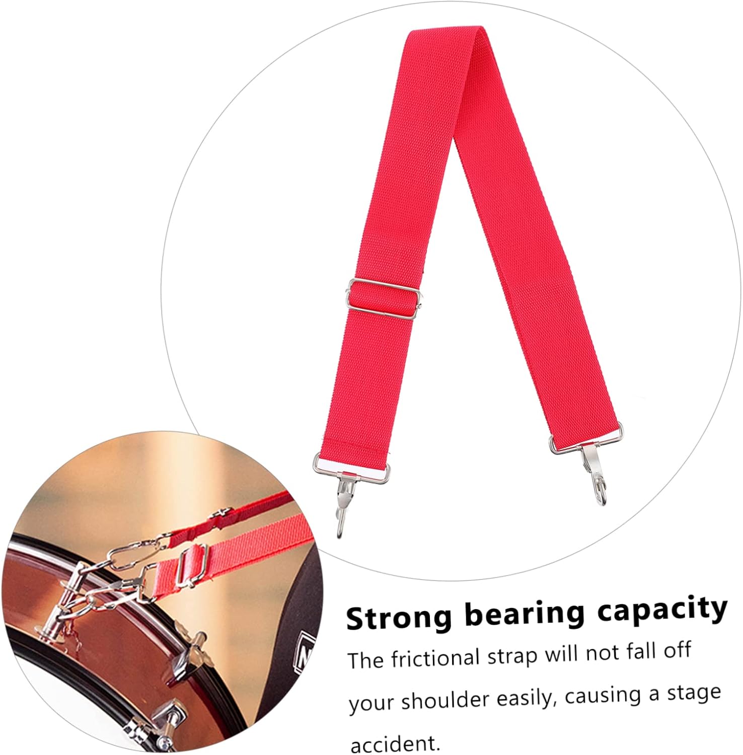 SUPVOX Universal Snare Drum Strap Adjustable Metal Hook Stylish Bright Colors Comfortable for Marching