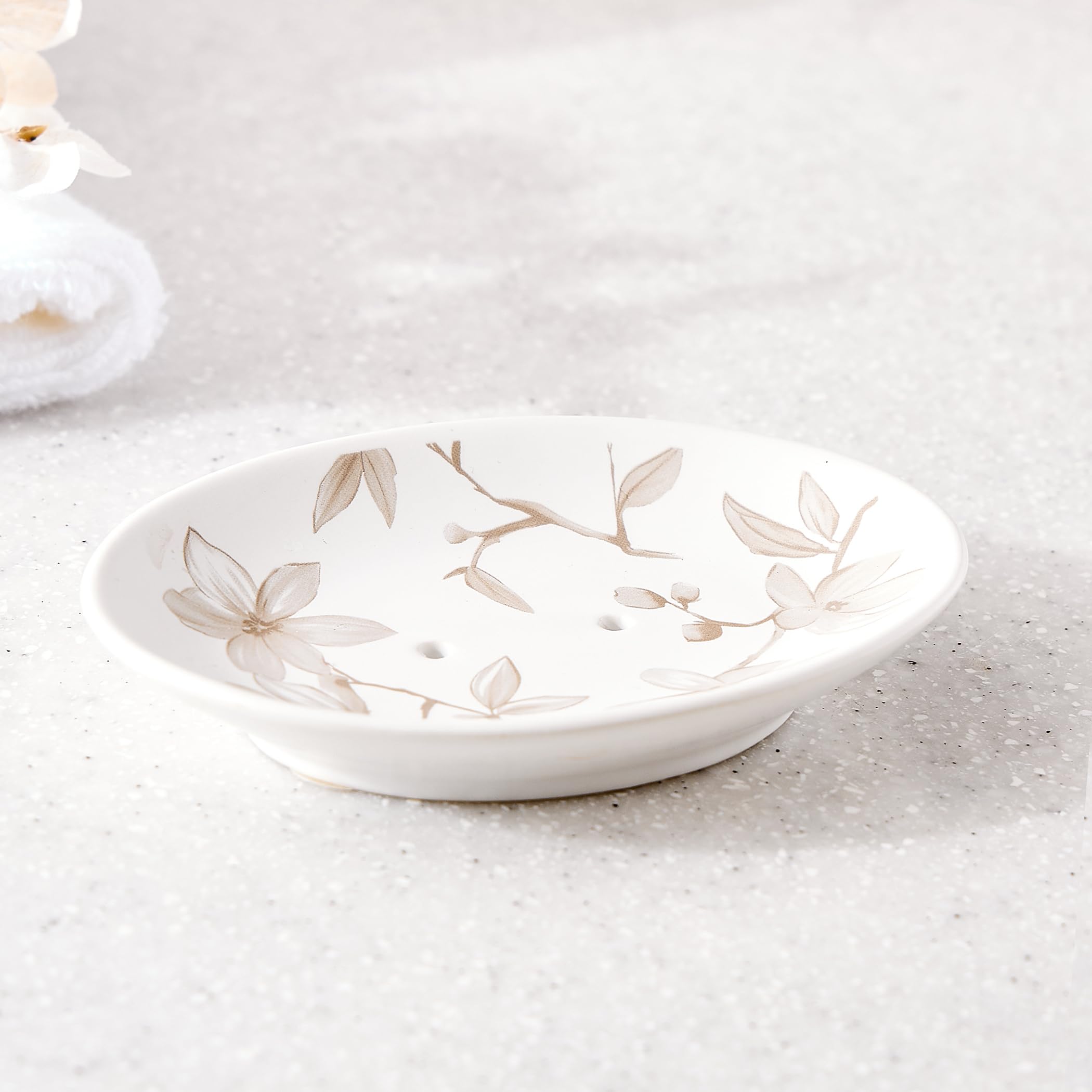 Home Centre Mekong Aura Ceramic Floral Print Soap Dish-image-41