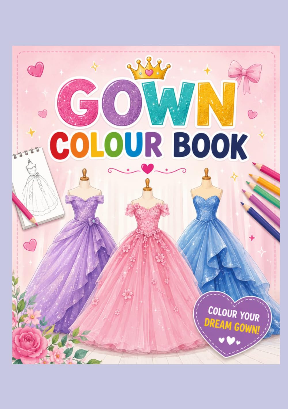 Princess Dress Coloring Book for Kidsc: Beautiful Gowns, Fashion Dresses, and Fun Coloring Pages for Girls Ages 4–8, 4–10, and 6–12