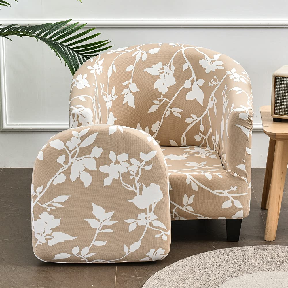 FANSU Copripoltrona Chesterfield Elasticizzato 1 Posto - Geometria, Per Club E Bar, Cachi, Adatto A Sedute 50-70cm