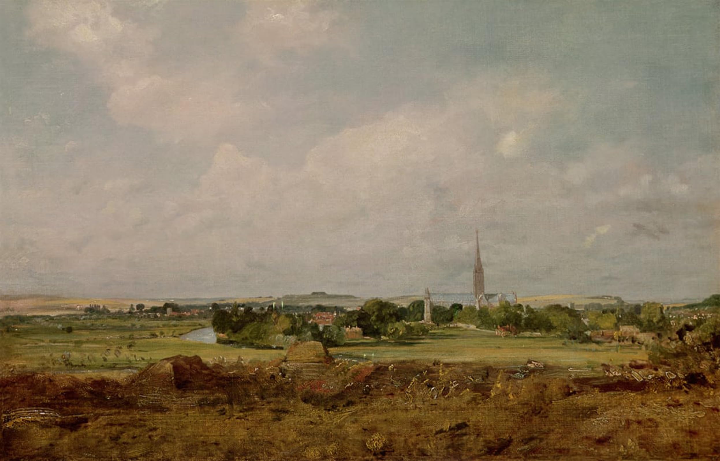 ARTXLXXBN Famous Painting Canvas Artwork Graffiti Print View of Salisbury by John Constable Portrait Canvas Image for Home Decor 60x90cm