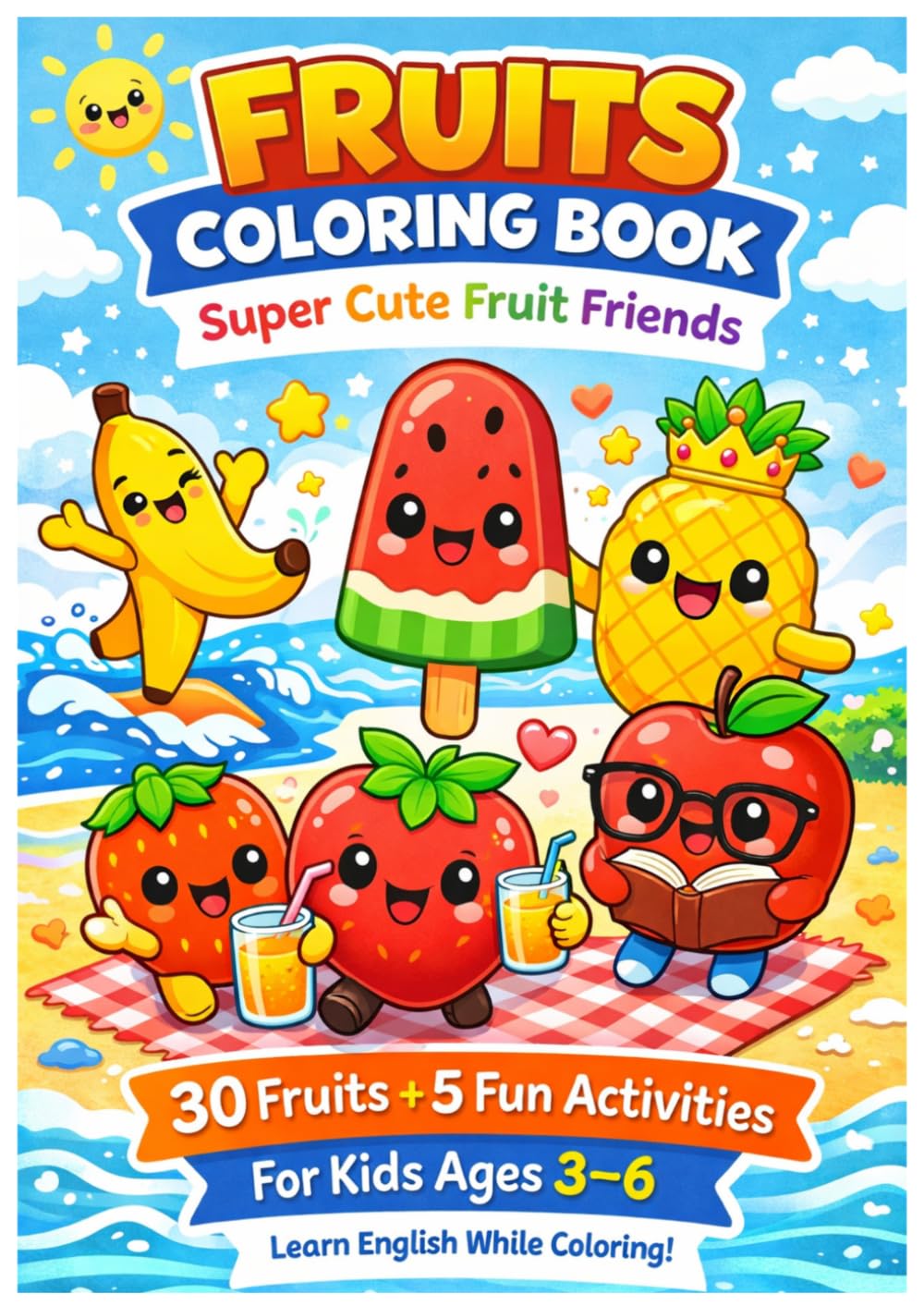 Fruits Coloring Book: Super Cute Fruit Friends