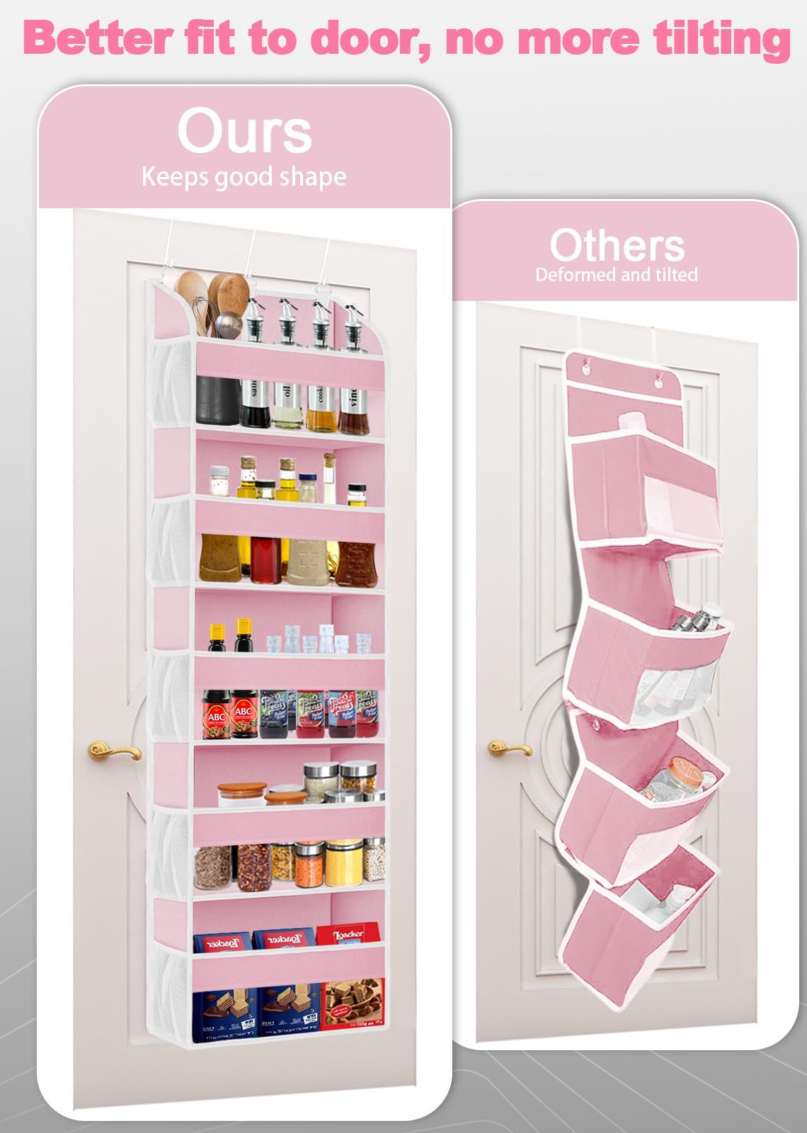TAHAVICE Baby Over Door Storage with 5 Pockets, Hanging Storage with Hooks, Back of Door Storage for Bedroom Bathroom - Image 2
