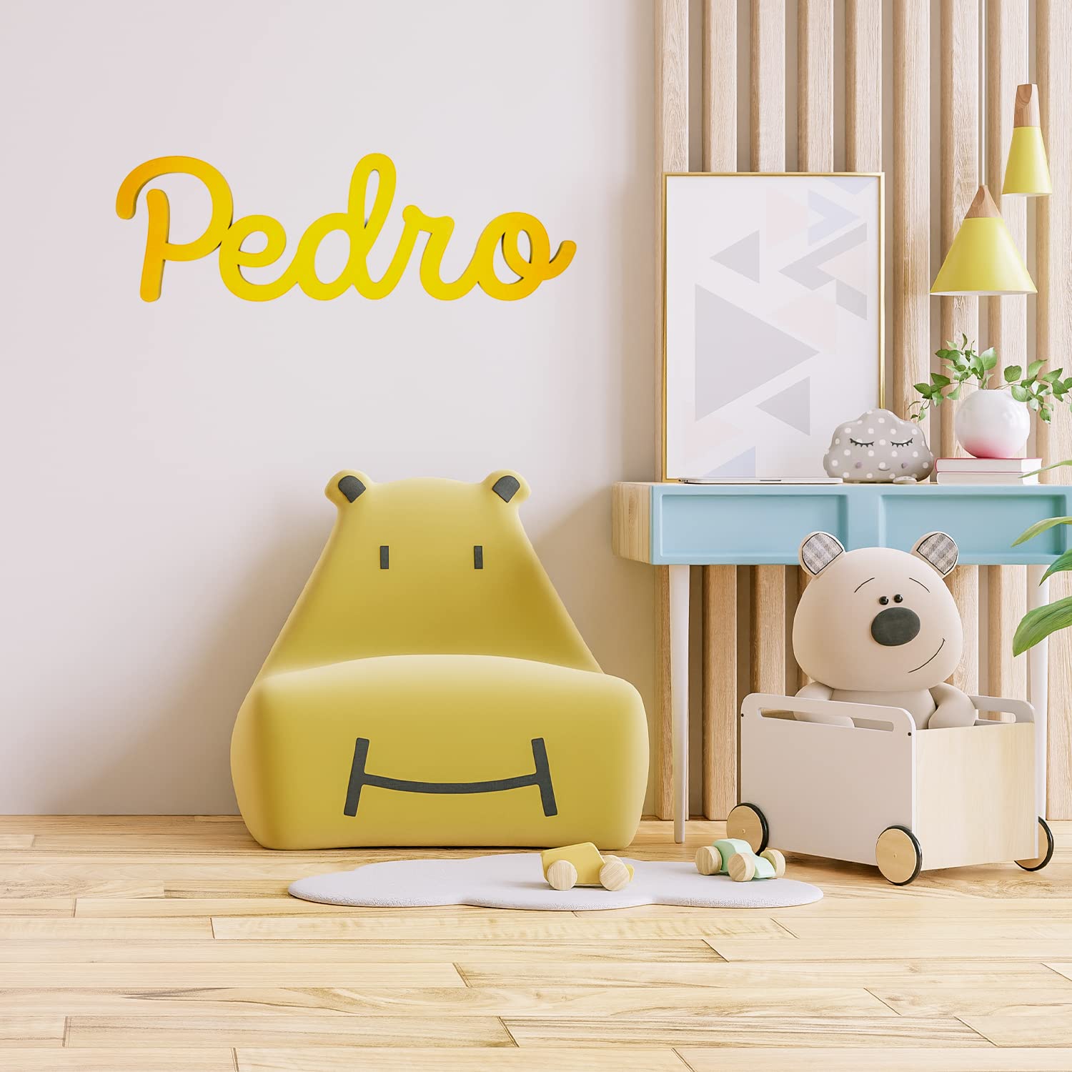 Nombre Pintado Madera Personalizado - Decoración Dormitorio Bebe Niño Niña - Regalo Nacimiento Bodas Bautizo Comunión Baby Shower Aniversario Colgar Pared Puerta Habitación Niños Niñas