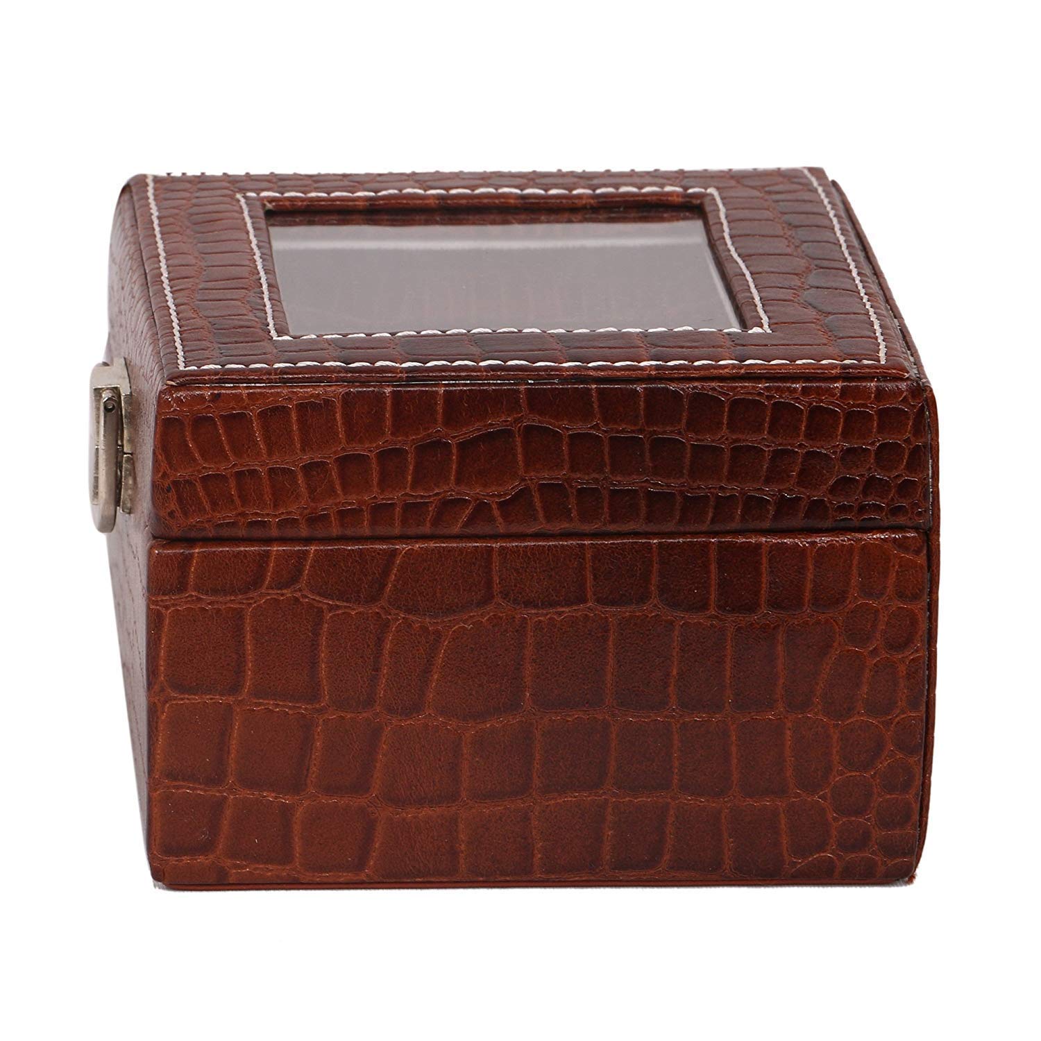 Hidekin BAG JACK - Natural Grain Leather | Handcrafted | Caron | A Timeless and Elegant Collection | Exquisitely Crafted From Soft, Premium Bonded Leather | Two Tray Jewelry Box | (Tan)