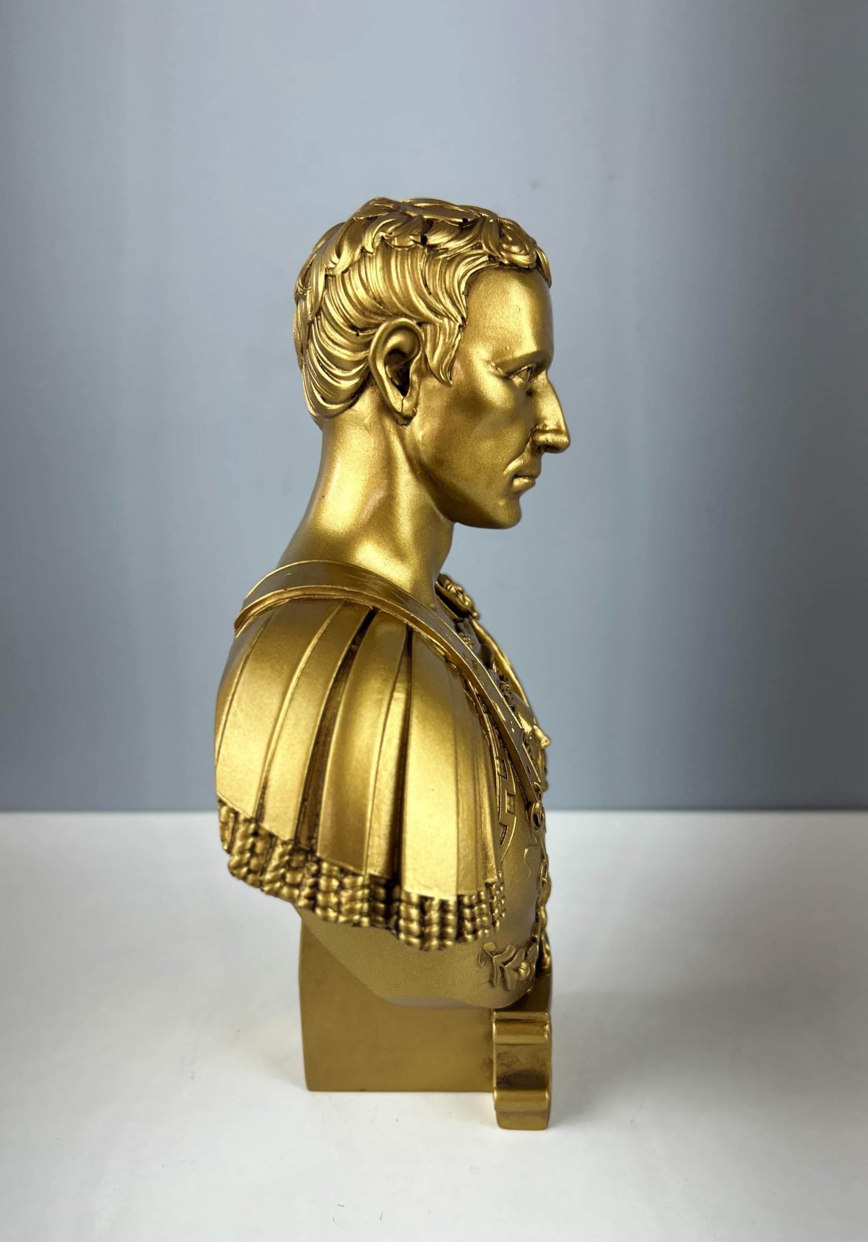 Statue de buste de Jules César - 25 cm - Statue grecque de décoration - Sculpture artistique (doré)