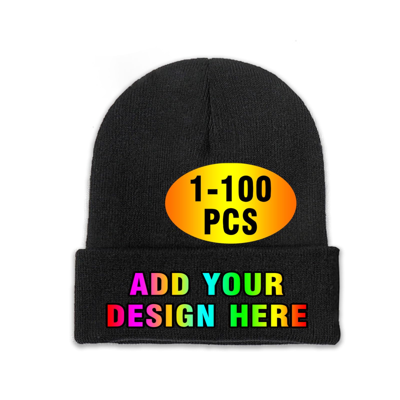 Personalized Custom Beanies Hats Knitted Hat Personalized Skull Hat Winter Hat for Men Women Add Text Logo Photo Custom Hats Black