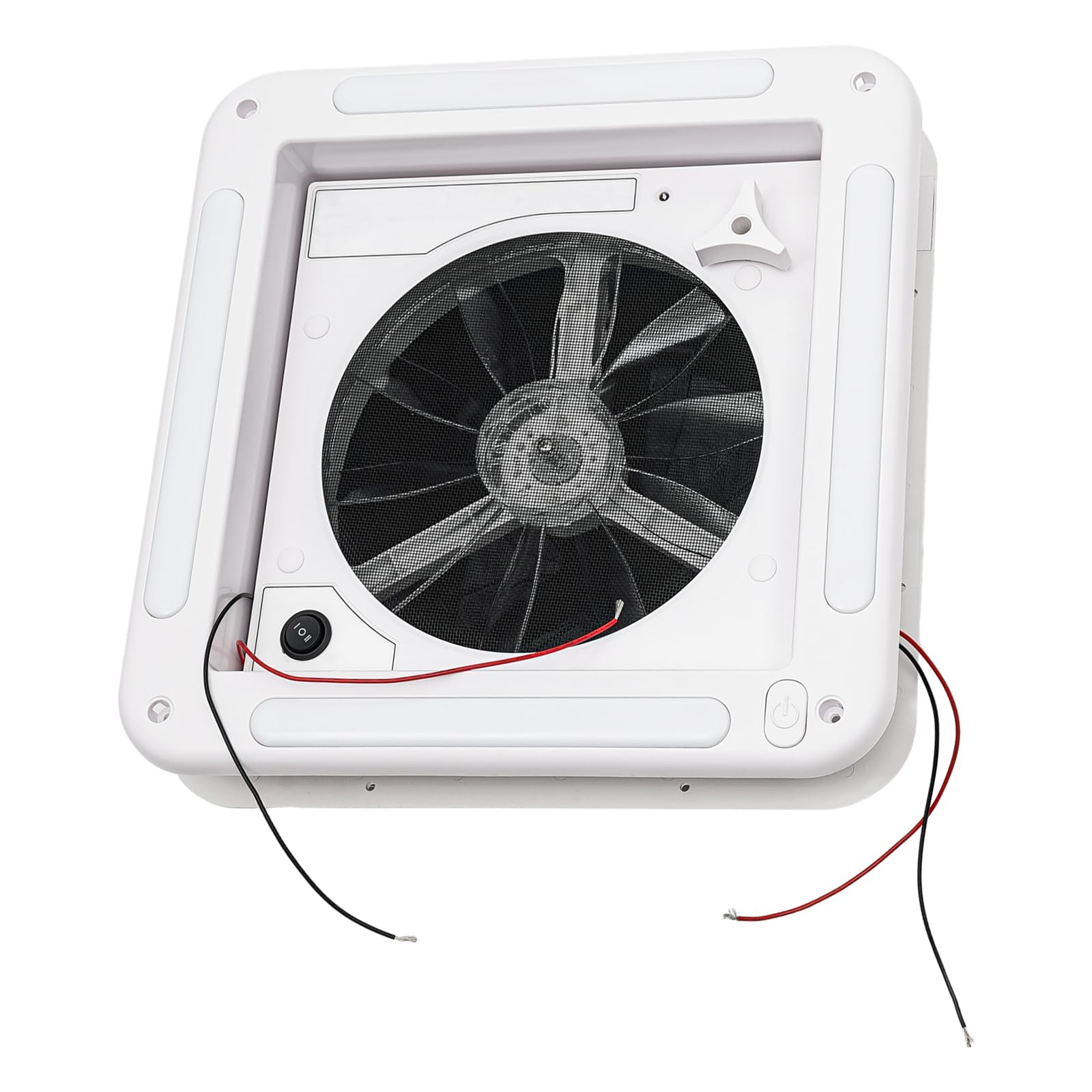 Ventilatore da tetto per camper, 12 V, con illuminazione a LED, per camper, camper, roulotte, scarico, molto silenzioso (dimensioni apertura: 28 x 28 cm)