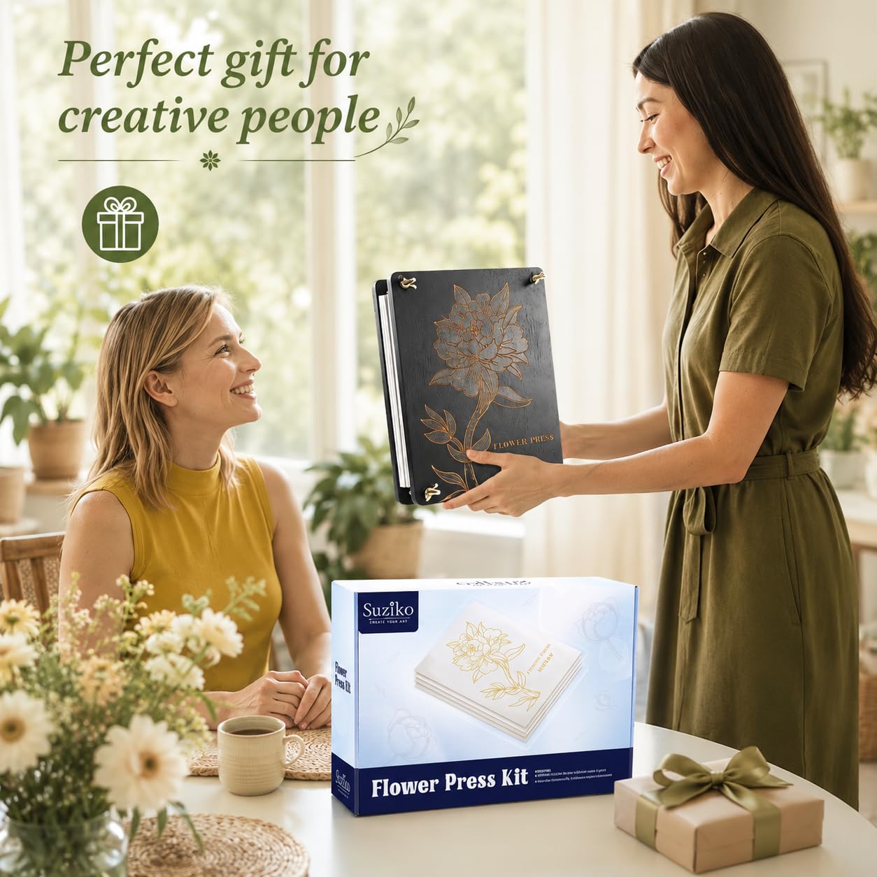 Suziko Große Blumenpresse mit Fotorahmen, Blumenpressen-Set, Maße 30 x 22 cm,6 Schichten Blumenpressen-Set für Erwachsene und Kinder - Tolles Geschenk für Kunst- und Handwerksliebhaber und Tochter