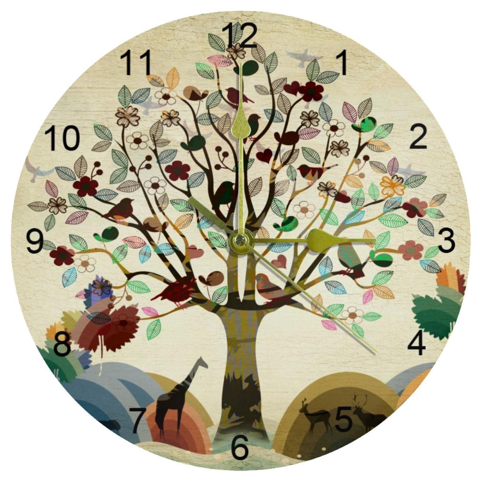 Horloge murale silencieuse à quartz de 25,4 cm pour chambre à coucher