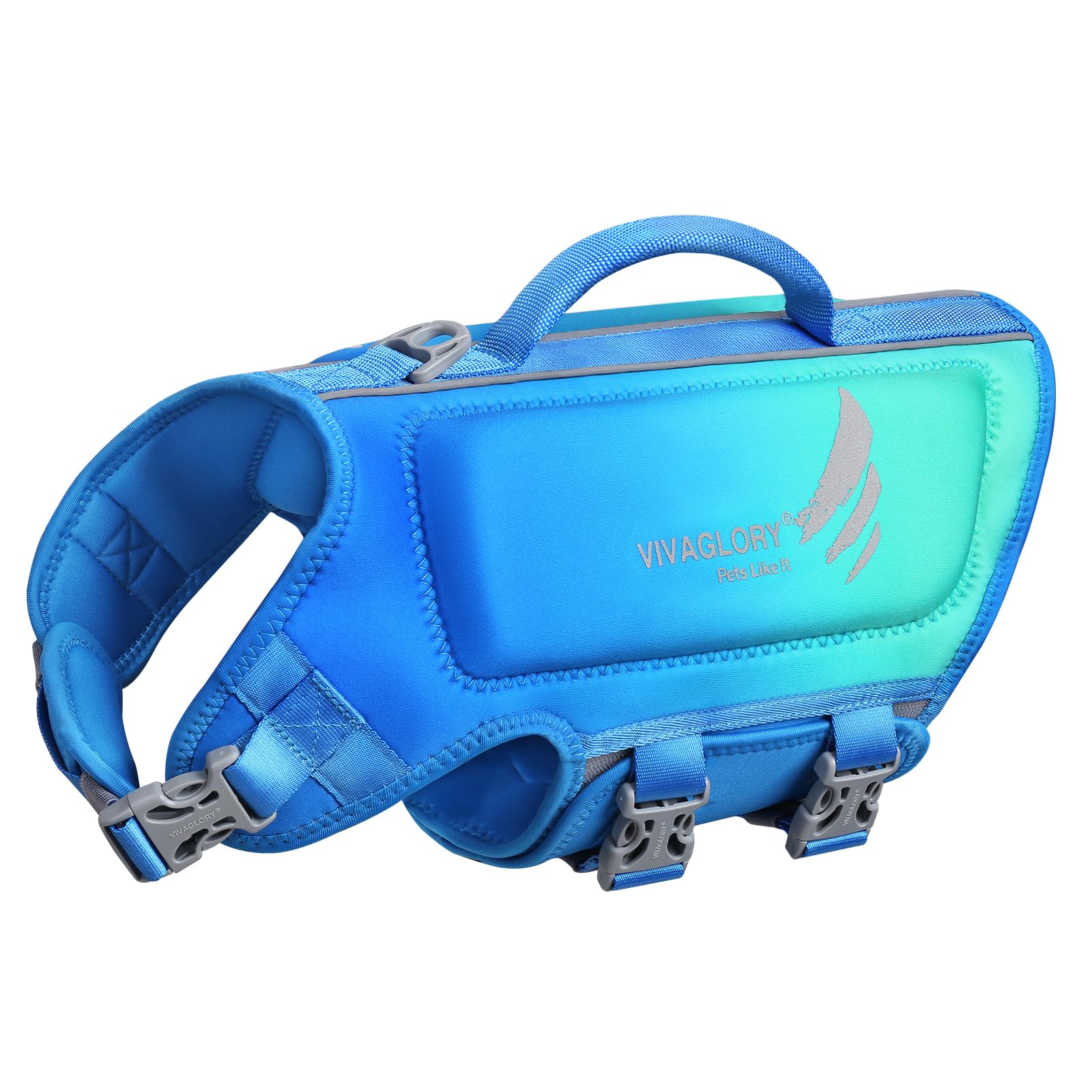 VIVAGLORY High Buoyancy Dog Life Jacket, Swim Vest with Handle, Dog Life Jacket for Swimming & Boating, Buoyancy for Doggy S, Turquoise