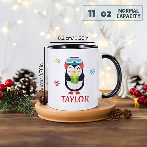 Miniatura 4 de Tazas de chocolate caliente personalizadas, taza de Navidad con nombre personalizado, bonita taza de Navidad para niños, tazas de té de cerámica de