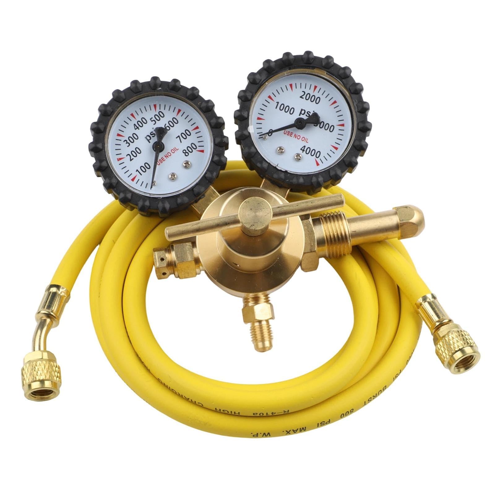 EasyByMall Regulador de presión de nitrógeno de latón con manguera de 2 m, conexiones G5/8 y CGA580, entrada de 1 a 200 bar, salida de 1 a 60 bar, caudal de 25 m³/h para uso industrial