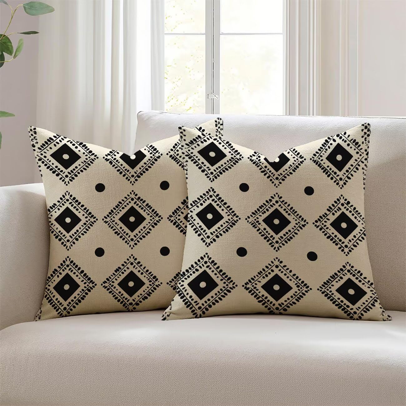 Housse de coussin 50x50cm imperméable en lin simple pour canapé et salon de jardin JL-4737