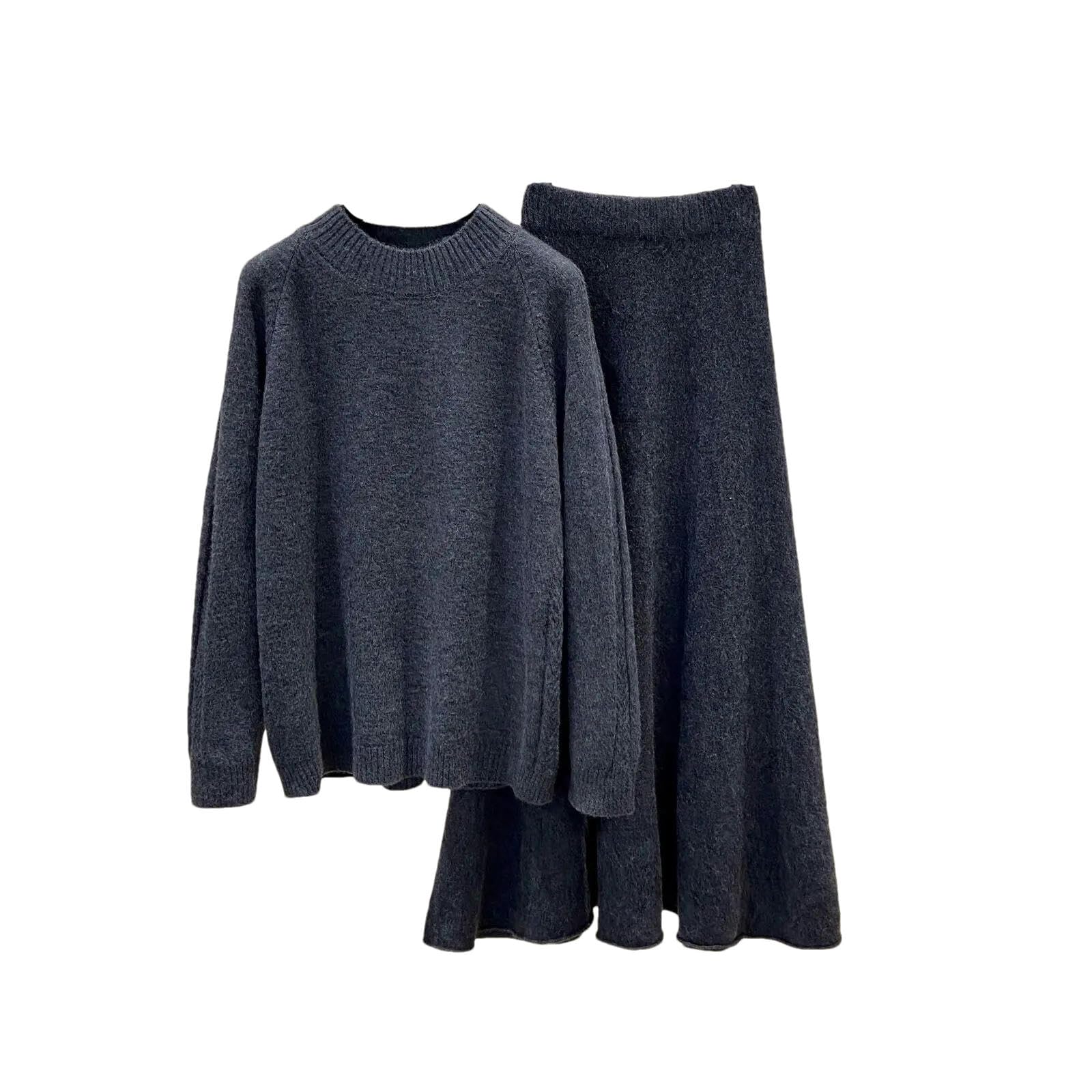 Autunno Inverno A Maglia Due Pezzi Set Da Donna Abiti Casual Pullover Maglione+Vita Alta Maglia Gonne Lunghe Set, Set da 2 pezzi, S