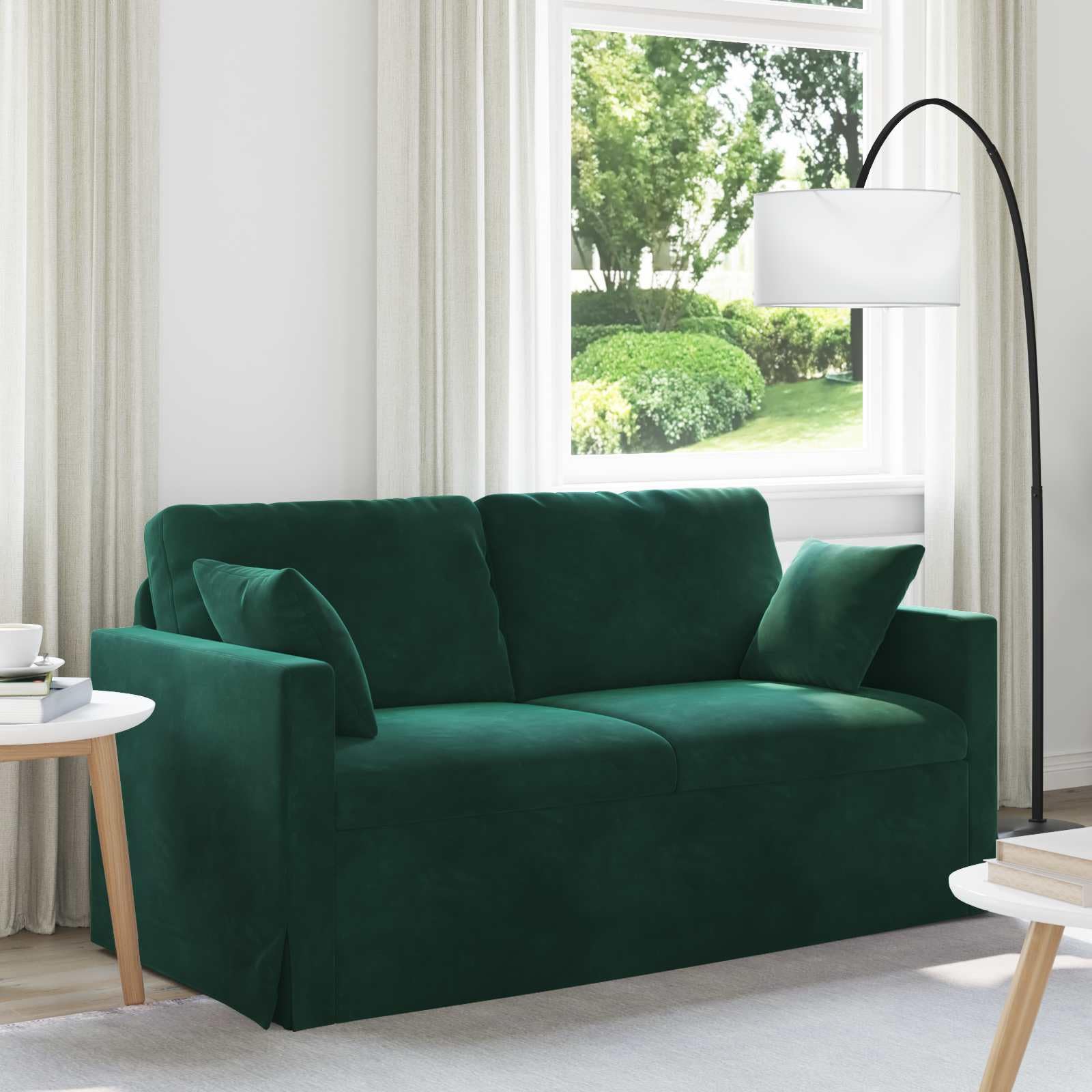 Sofá modular de terciopelo para sala de estar, 158 x 78 x 80 cm, color verde oscuro, con reposabrazos de madera y marco de metal, diseño ergonómico para una comodidad de asiento flexible