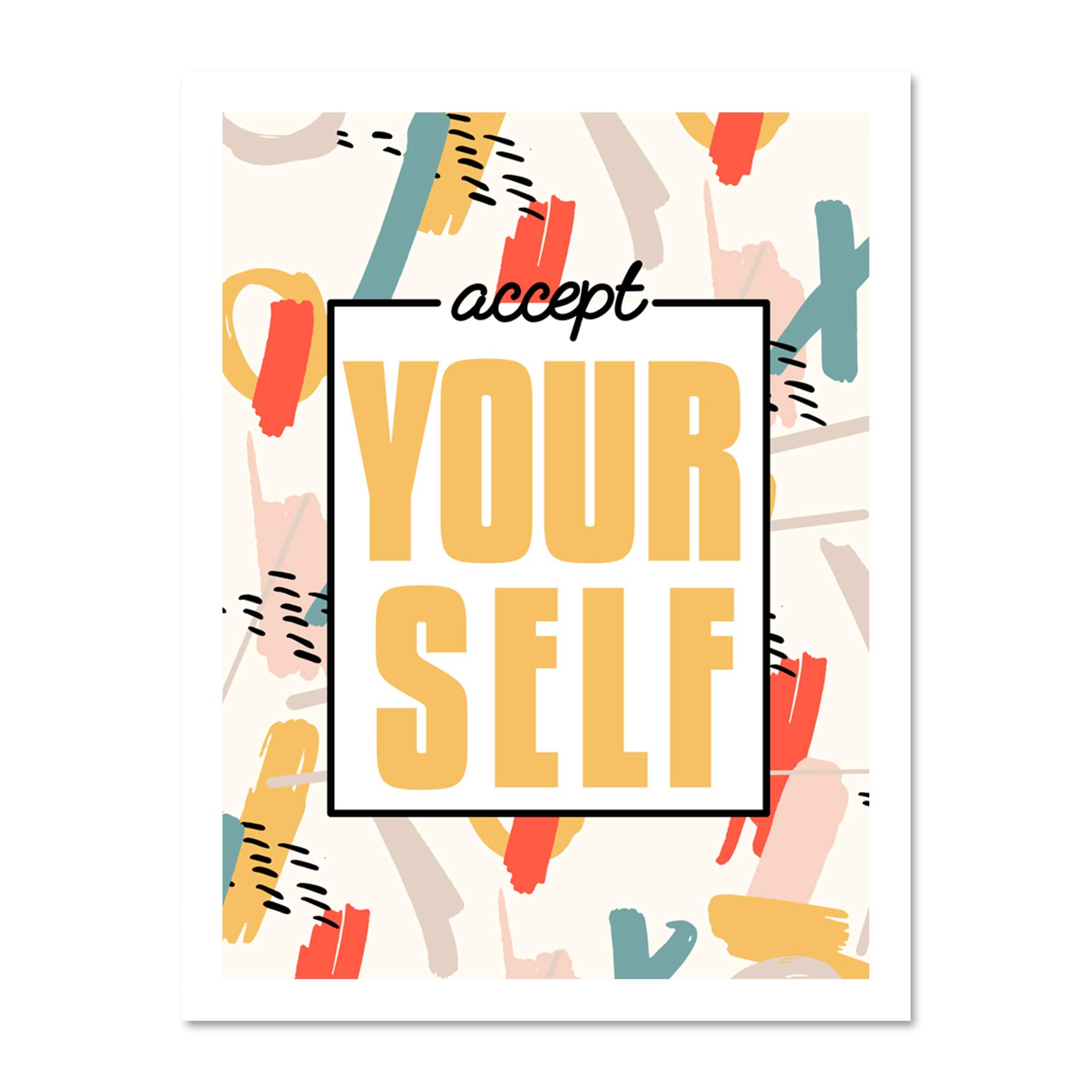 Wee Blue Coo Funky Affirmation Accept Yourself Large Framed Art Print Wall Poster 18x24 inch
