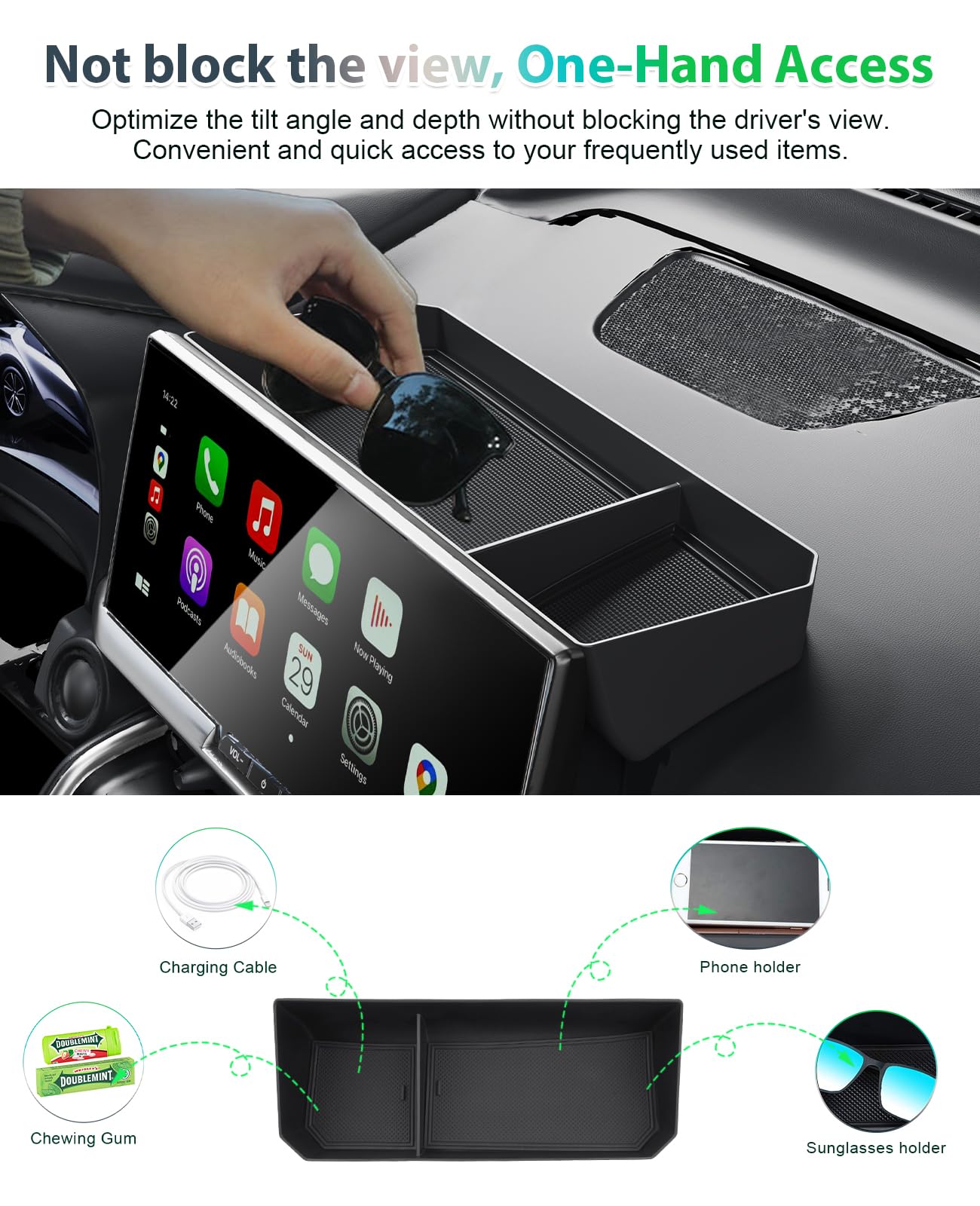 Rangeur Accoudoir Voiture Organisateur De Console Centrale Pour Toyota C-HR 2024-2026 - Plateau De Rangement Avec Compartiments - Scanner 3D Original Accessoire Toyota Chr 2024