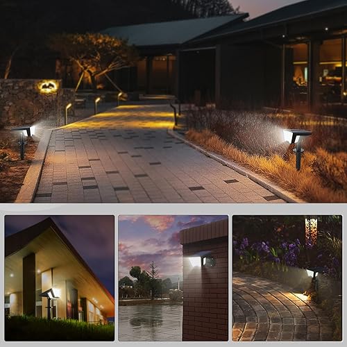 Miniatura 7 de Focos solares para exteriores IP65 impermeables, 53 LED con energía solar, luces de jardín para exteriores, 3 modos, foco de paisaje, luz de pared