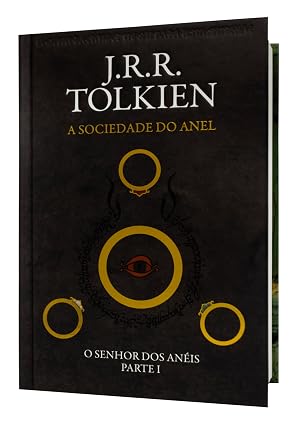 Detalhe dos livros A Sociedade do Anel, As Duas Torres e O Retorno do Rei na caixa