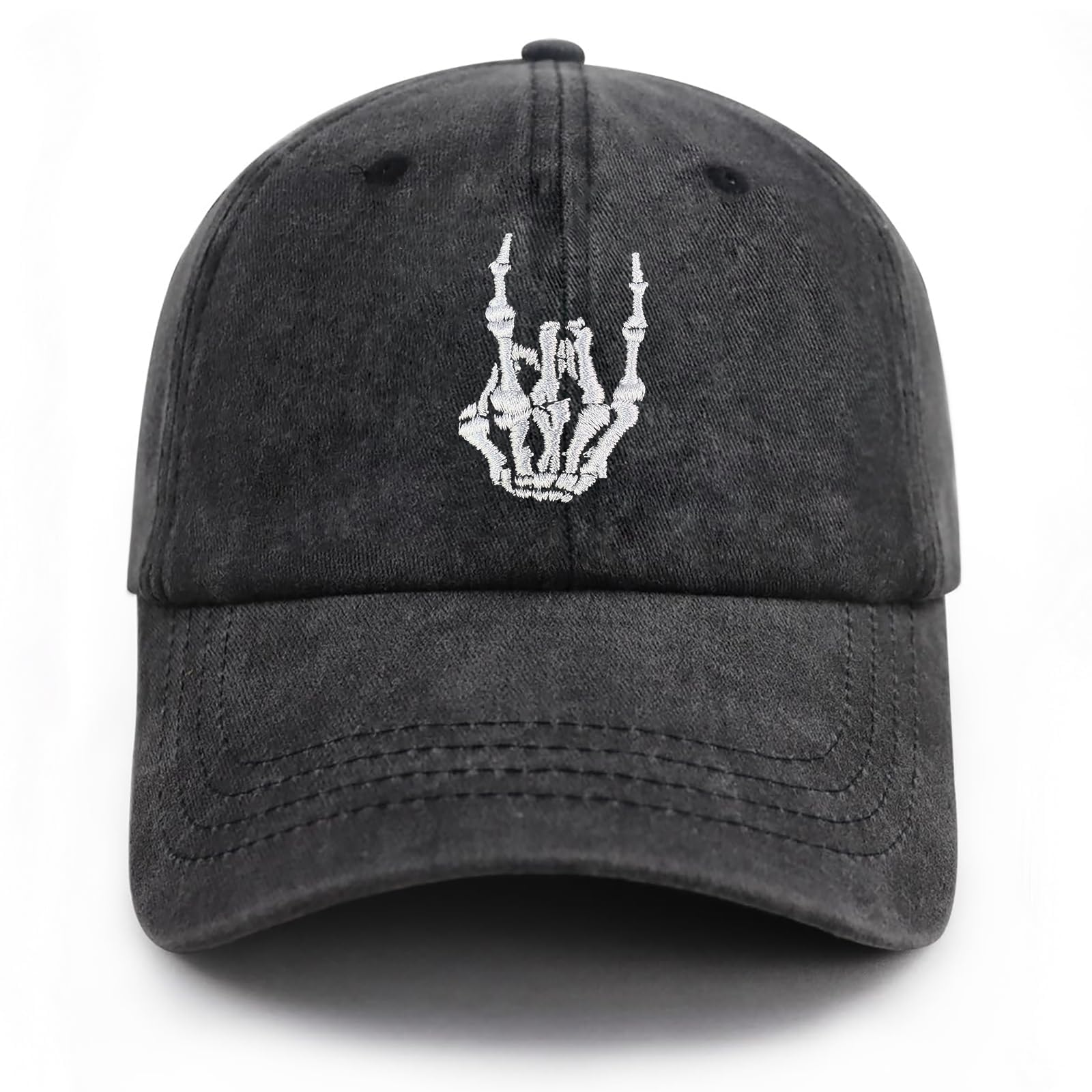 Gaakvrr Unisex Skeleton Hand-1-Black Skeleton Hand Baseball Cap Embroidered Dad Hat Adjustable Hats For Men Women Style Headwear