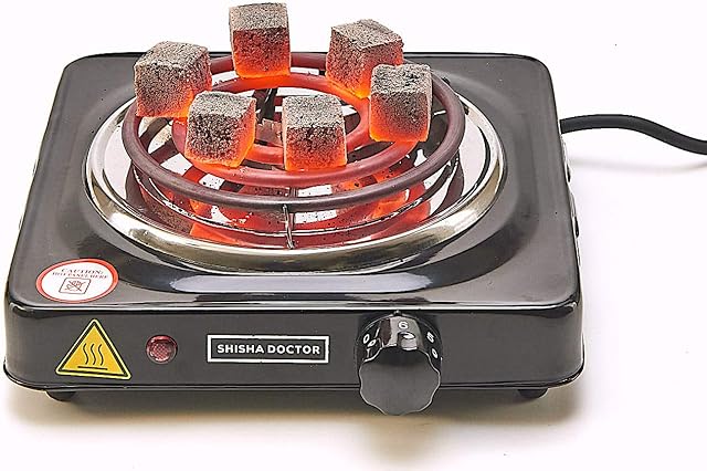 SD Shisha Doctor ® Electric Charcoal Burner Black 1000W Hot Plate - UK PLUG - Used for Shisha, Hookah, Argila, Coconut Coal