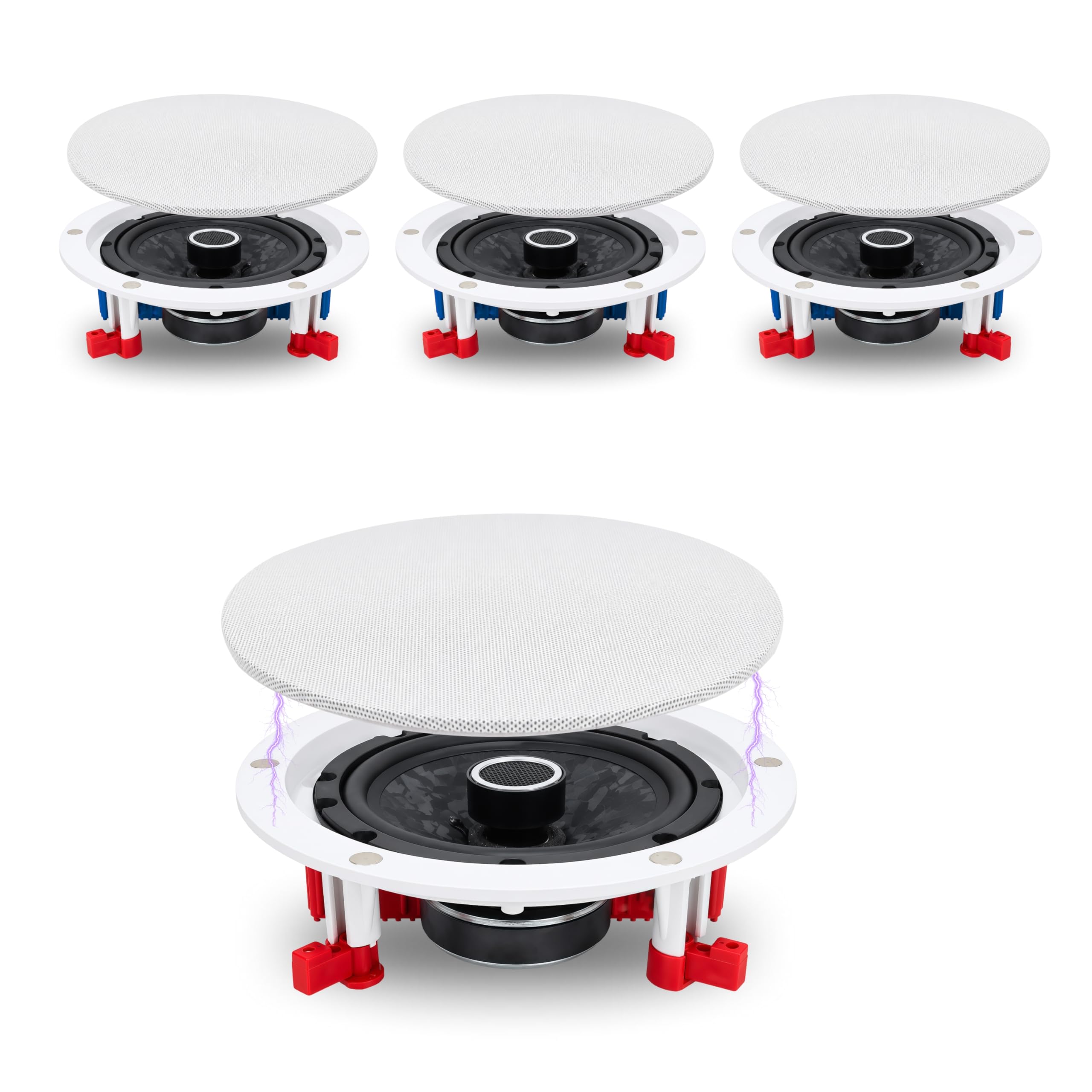 Powerlink 9" Bluetooth Ceiling Speaker Pack of 4 (1 Master + 3 Receiver) 160W RMS (40W Each), Multi Wireless Speaker Connectivity, Built-in Amplifier, 2-Way Stereo Sound for Home, Office, Gym.-picture-18