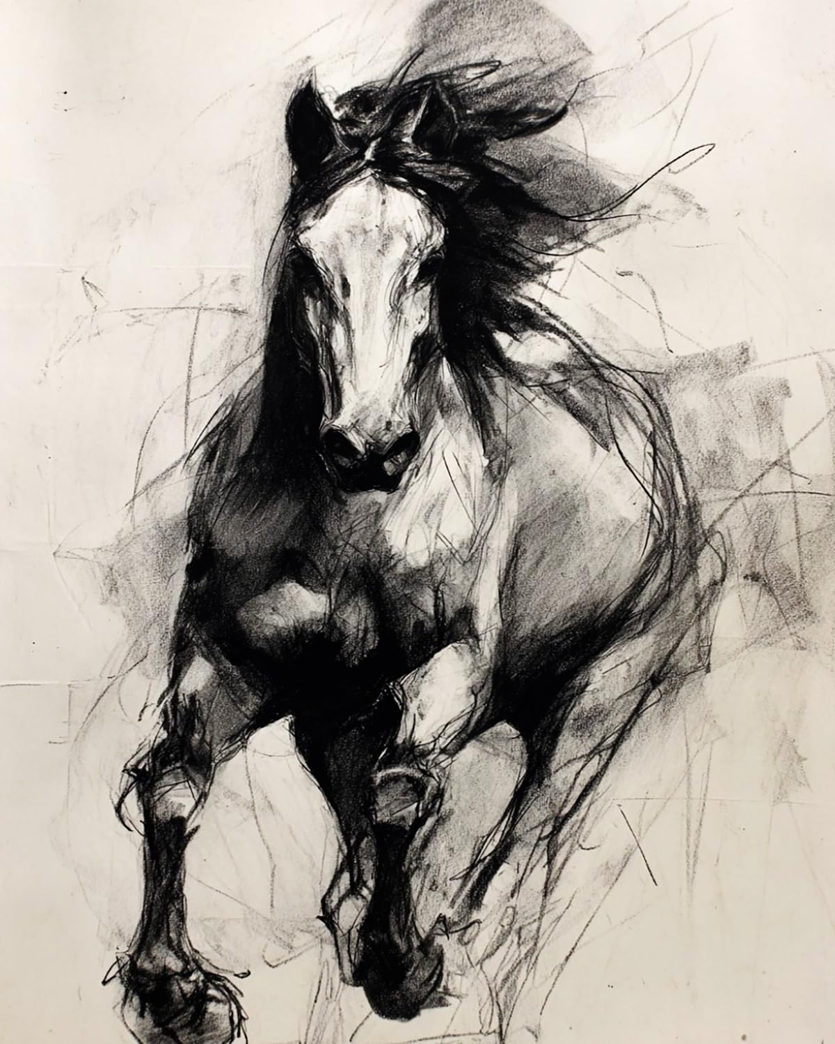 LIUBAISHI Paint by Numbers for Adults – 16"x20" | DIY Wall Art for Living Room, Relaxing Hobby for Stress Relief, Full Painting Kit with 3 Brushes-Galloping Horse Sketch